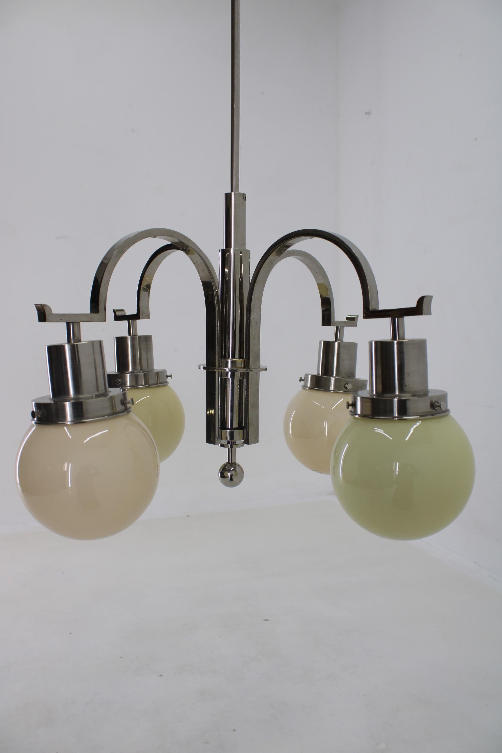 1930s Art Deco Chandelier, Czechoslovakia For Sale 7