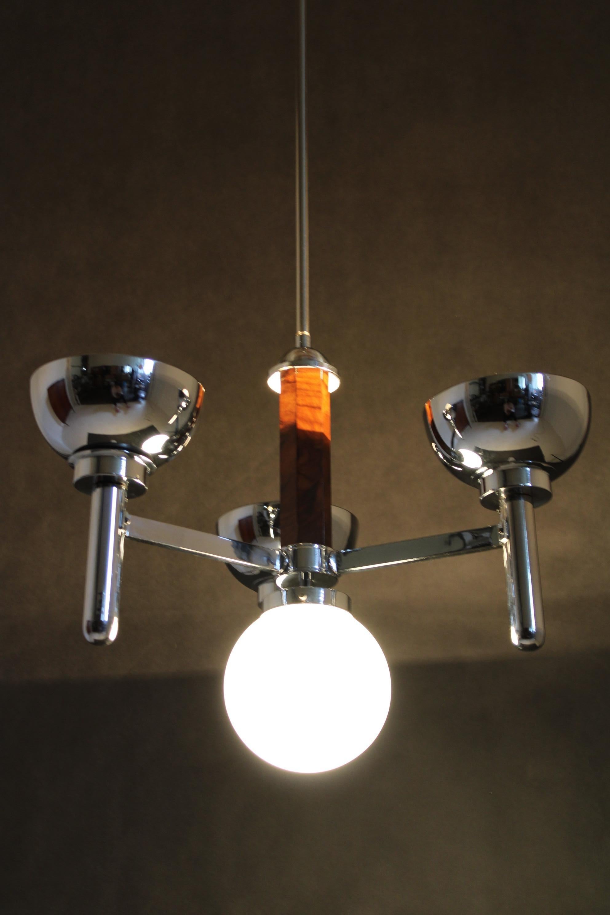 1930s Art Deco Chandelier, Czechoslovakia For Sale 7