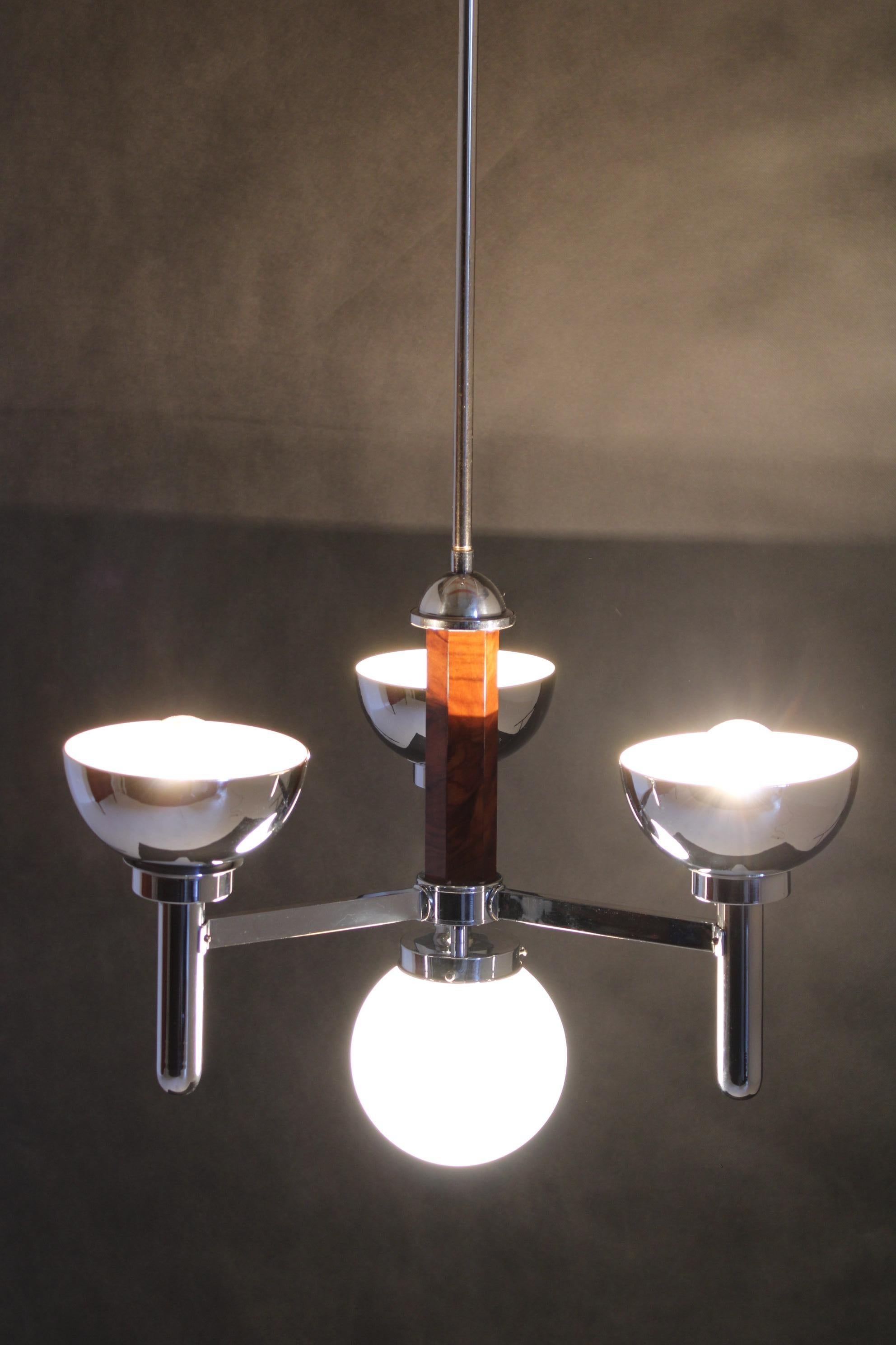 1930s Art Deco Chandelier, Czechoslovakia For Sale 9