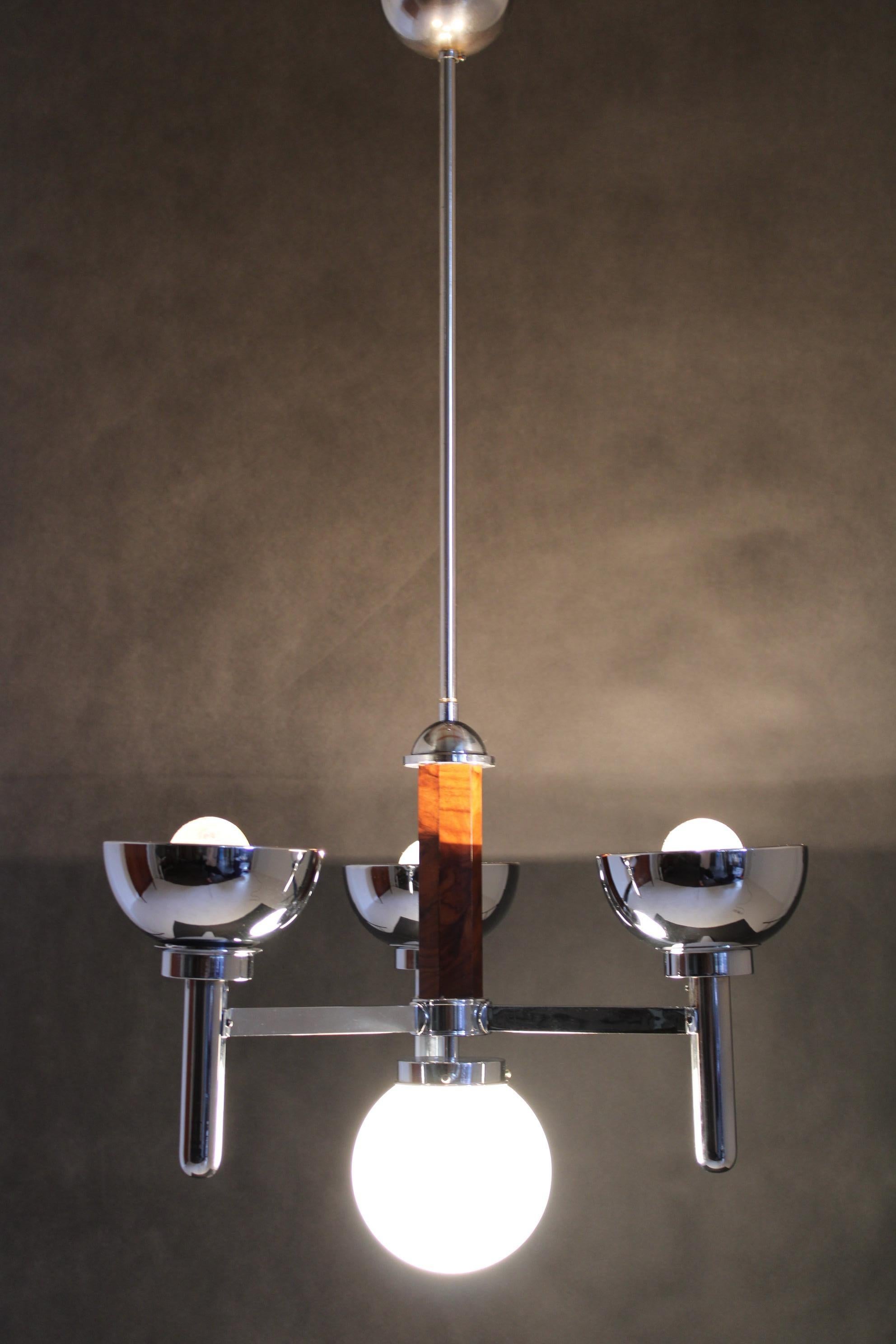 1930s Art Deco Chandelier, Czechoslovakia For Sale 10