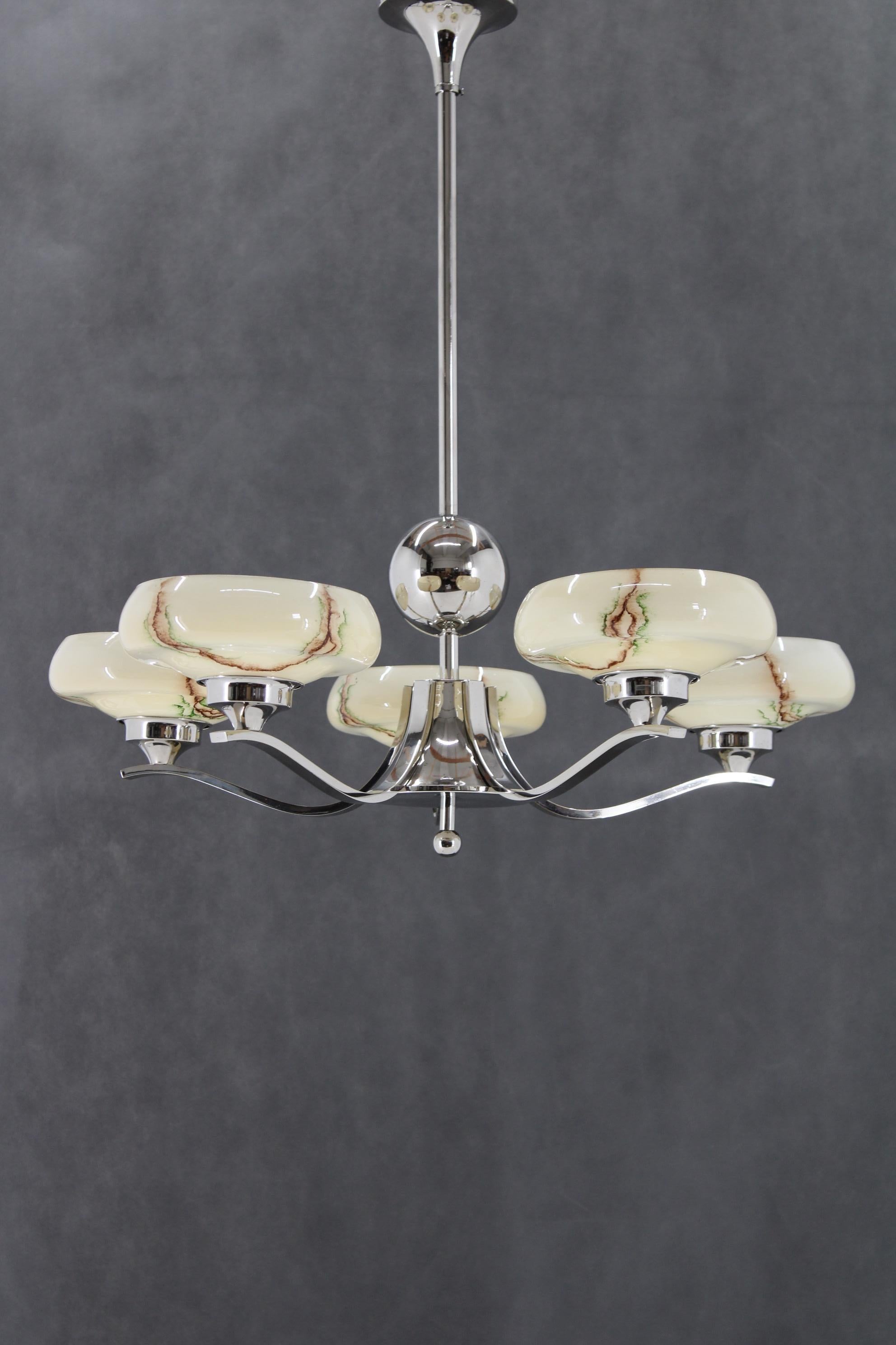Art Déco Lampadario Art Deco anni '30, Cecoslovacchia in vendita
