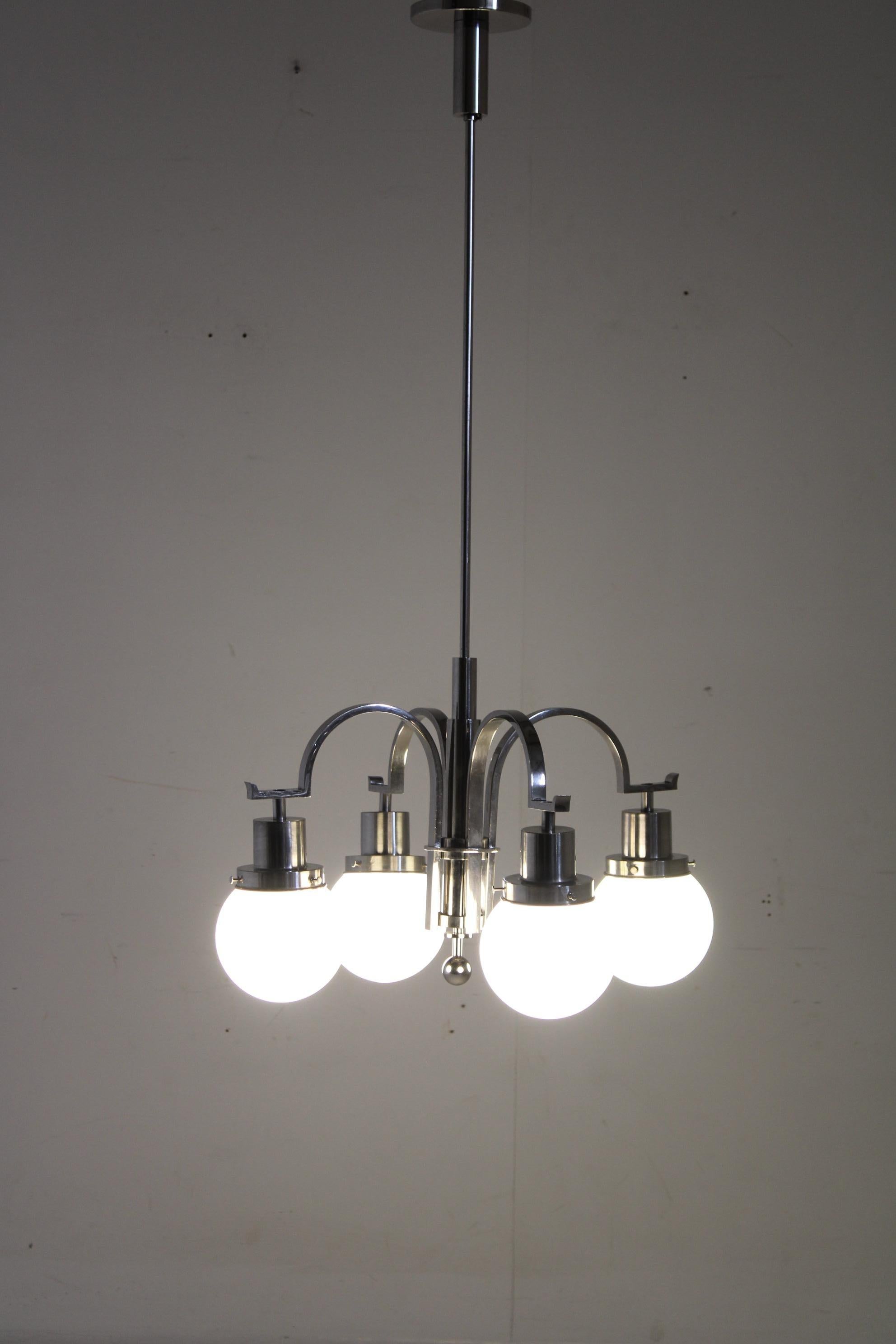 1930s Art Deco Chandelier, Czechoslovakia For Sale 1