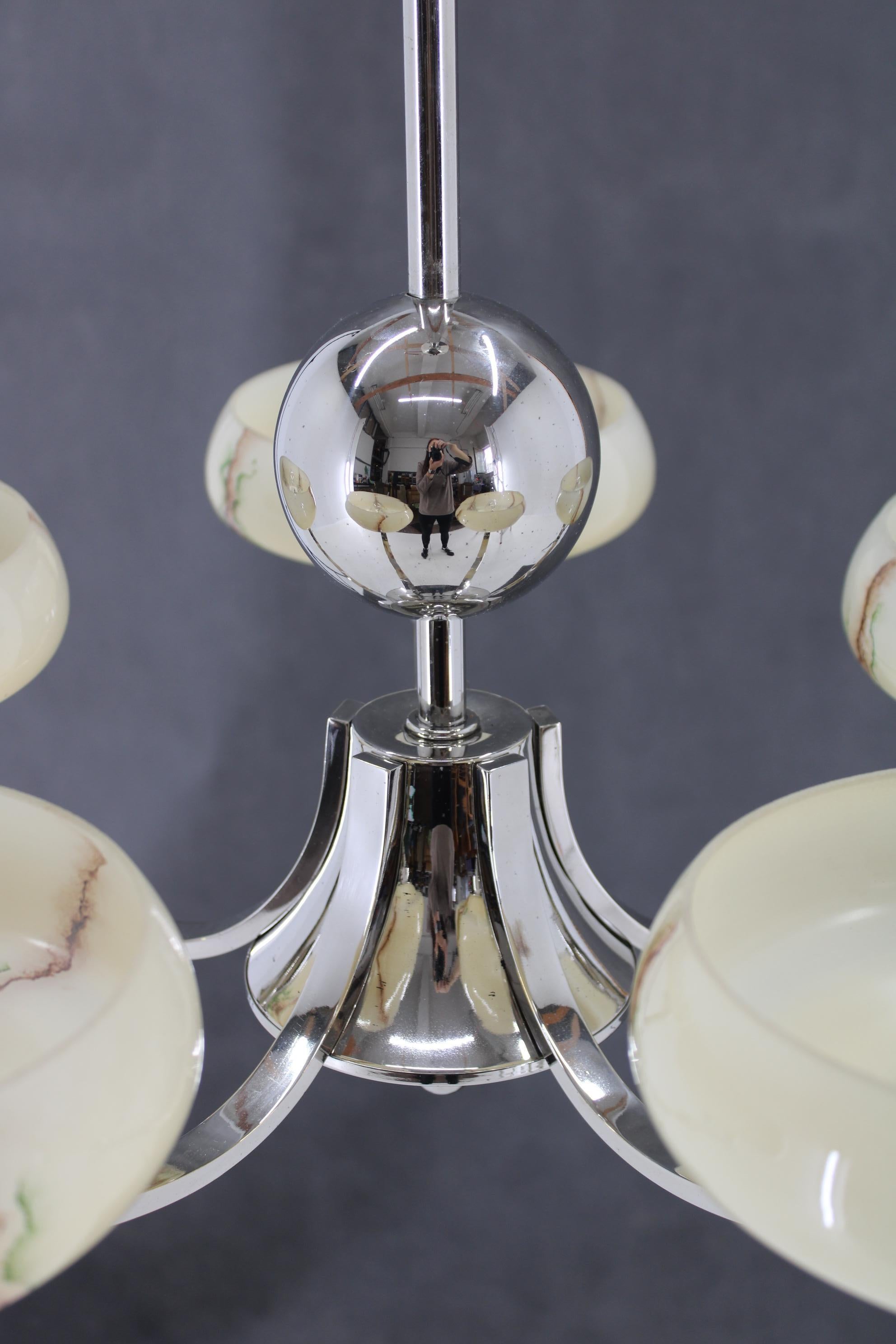 Vetro Lampadario Art Deco anni '30, Cecoslovacchia in vendita