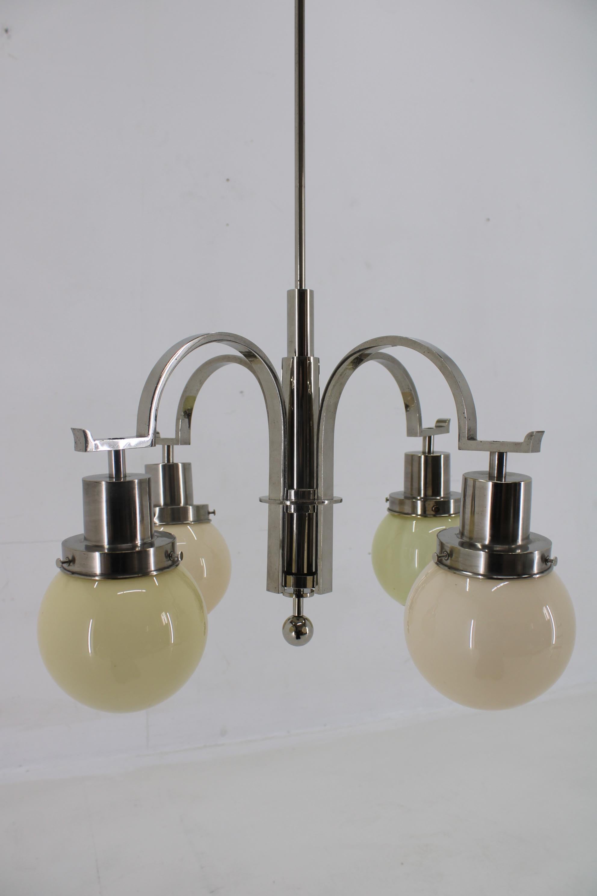 1930s Art Deco Chandelier, Czechoslovakia For Sale 3
