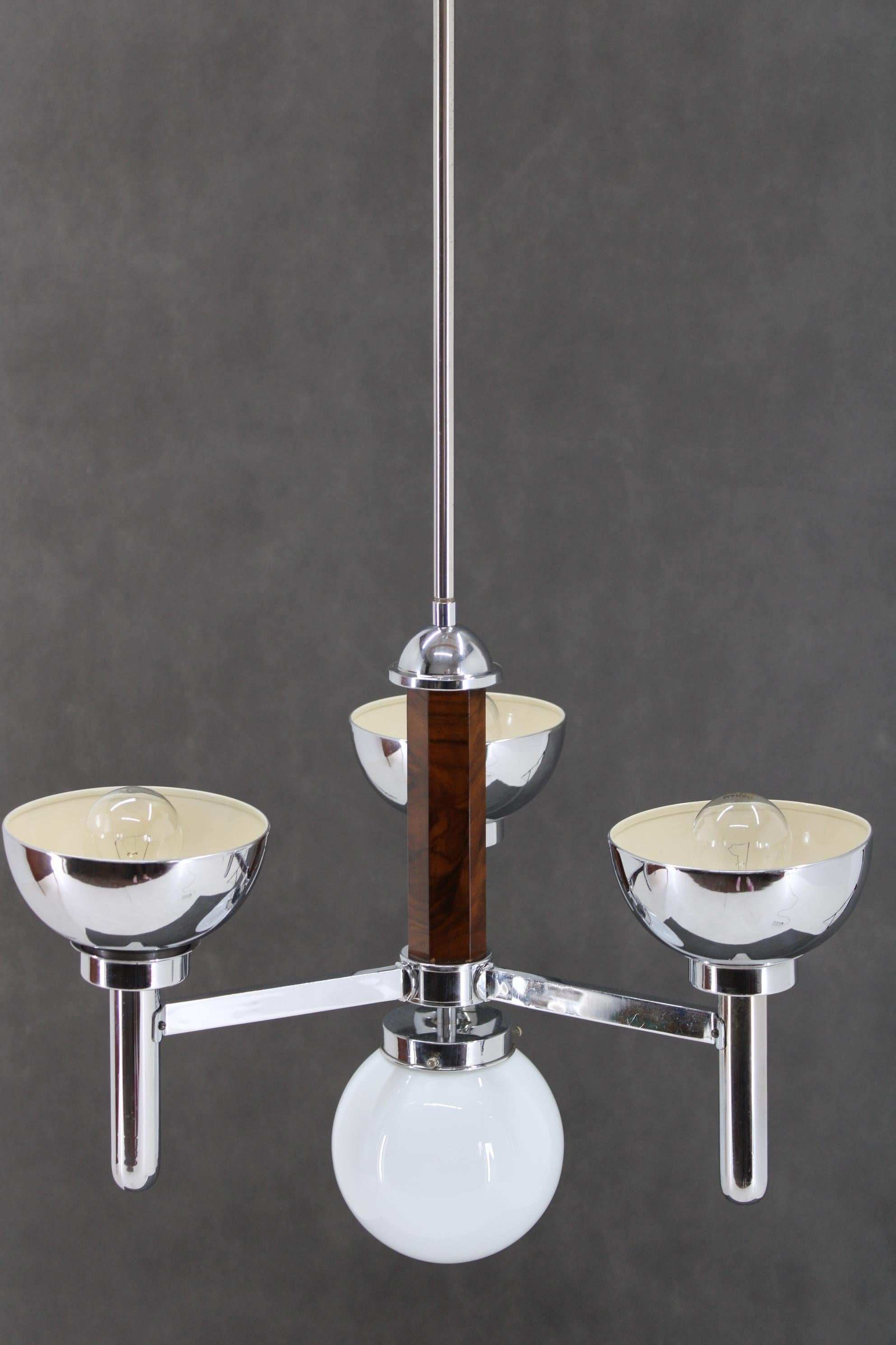 1930s Art Deco Chandelier, Czechoslovakia For Sale 3