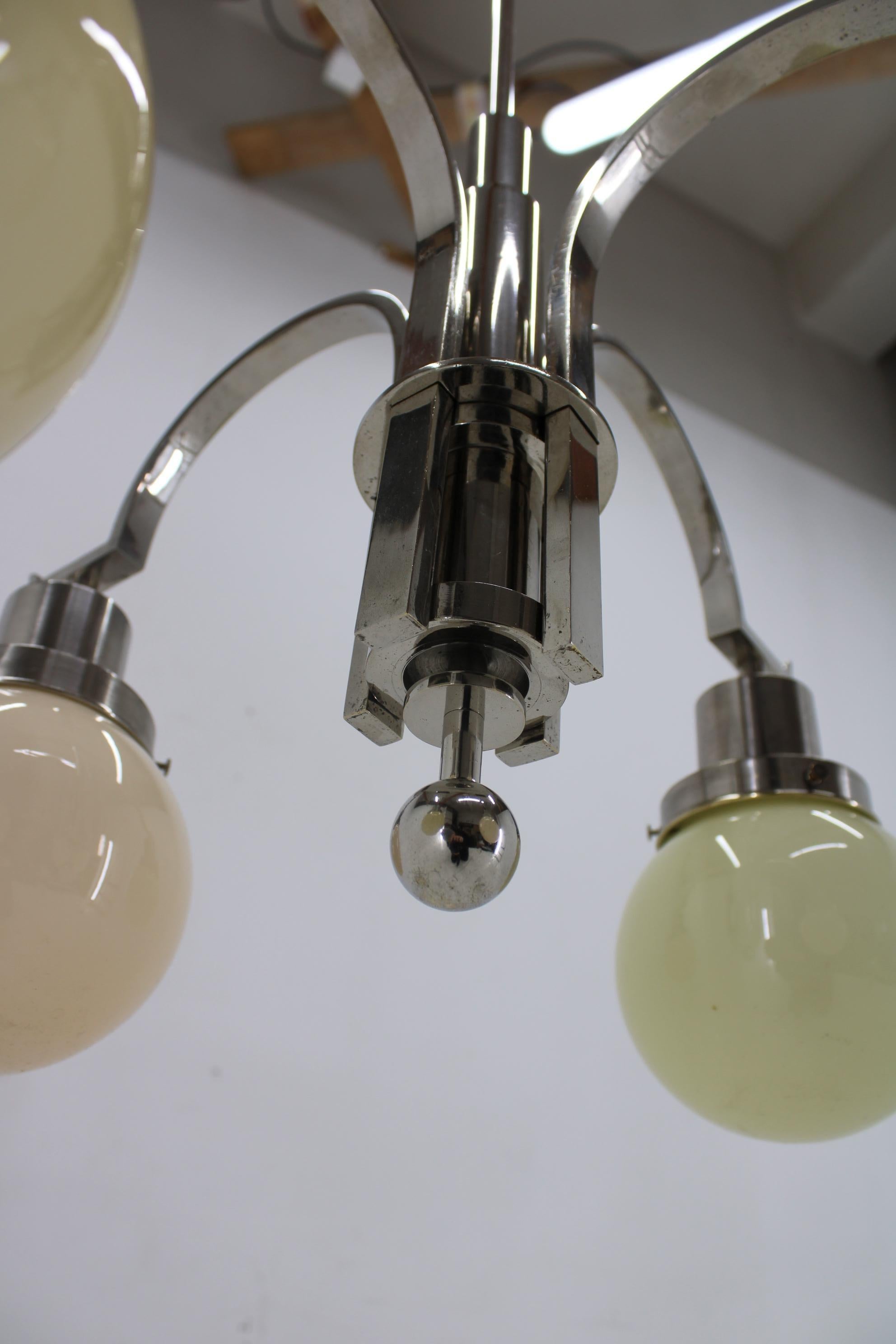 1930s Art Deco Chandelier, Czechoslovakia For Sale 4