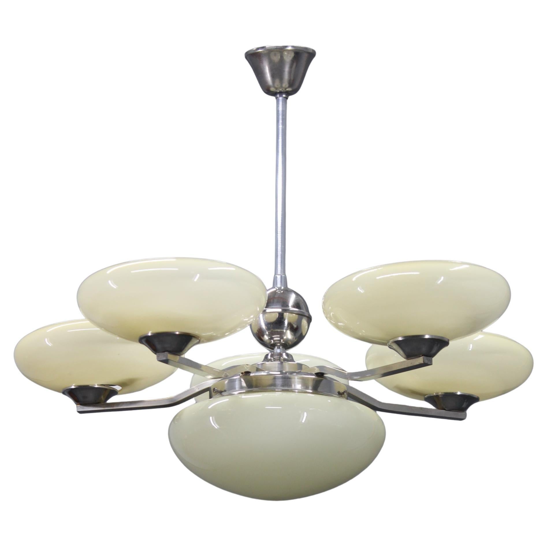 1930s Art Deco Chandelier, Czechoslovakia