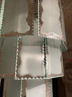 Lampadario Art Deco degli anni '30 con rettangoli di vetro e specchio