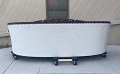 1930s Art Deco Channel Curved White Linen Sofa