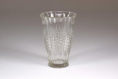 1930s Art Deco Charles Graffart Cut Crystal Vase