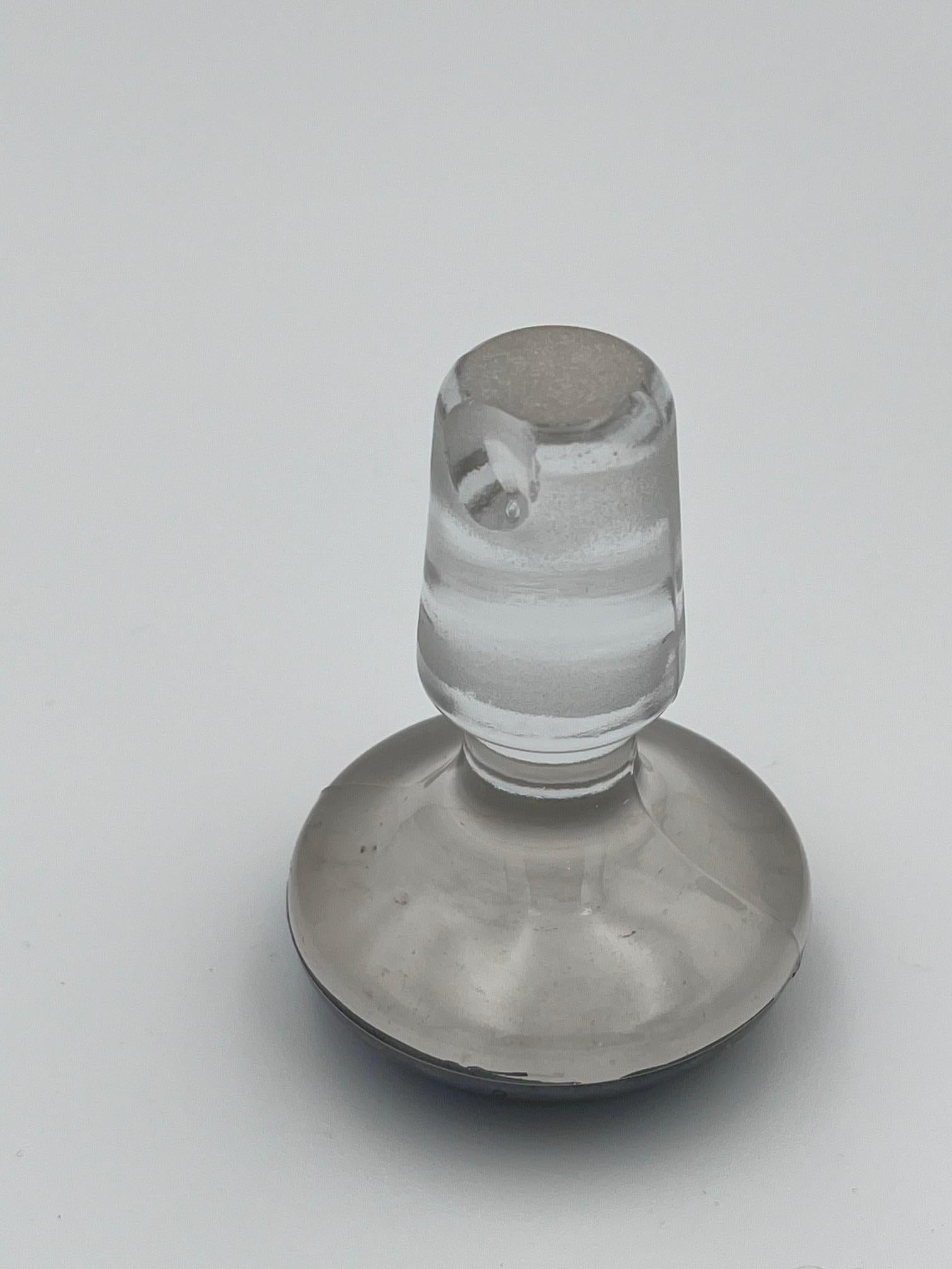 Carafe à décanter Art déco Chevron Lights en verre et en argent des années 1930 en vente 8