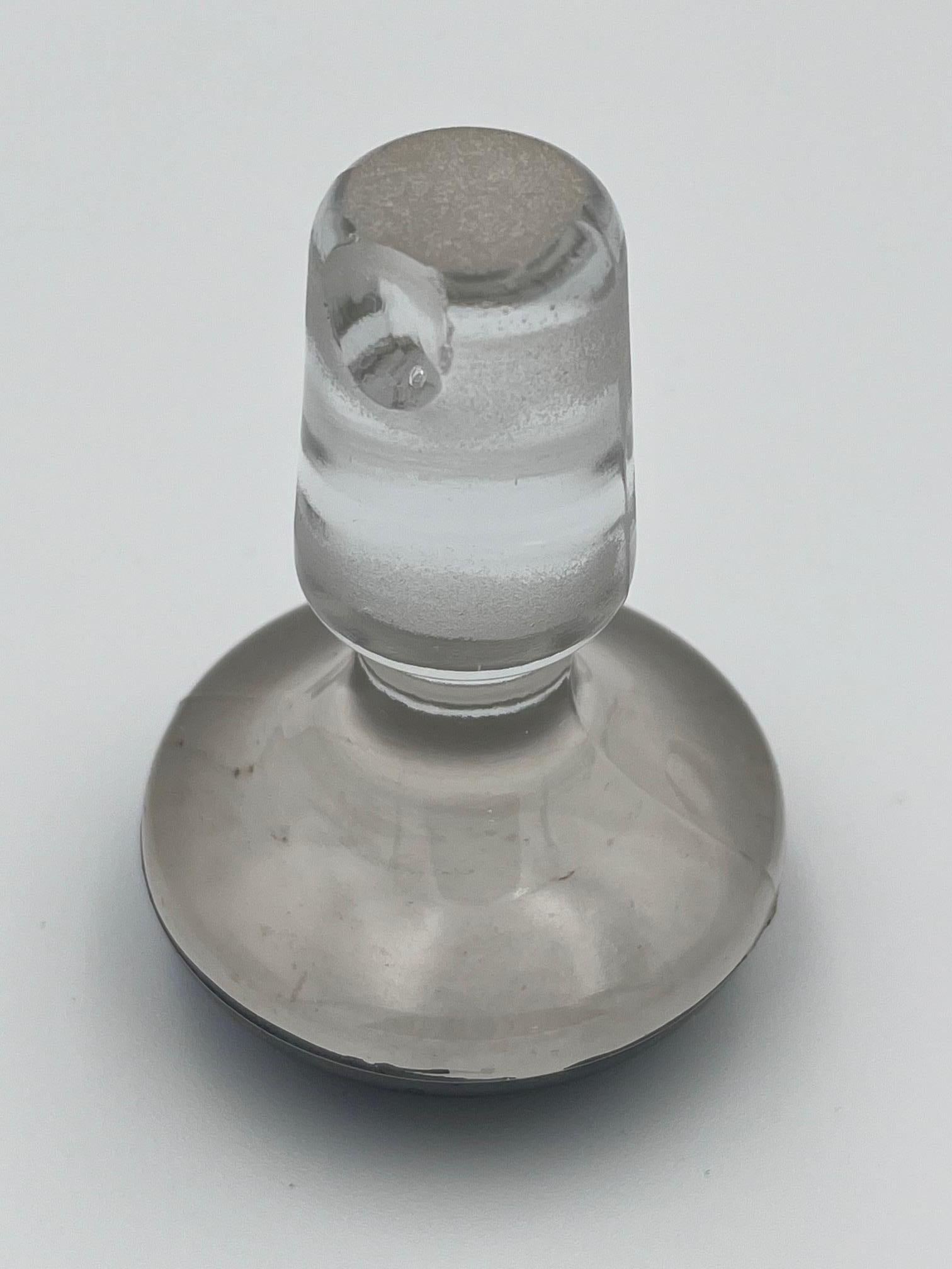 Carafe à décanter Art déco Chevron Lights en verre et en argent des années 1930 en vente 9