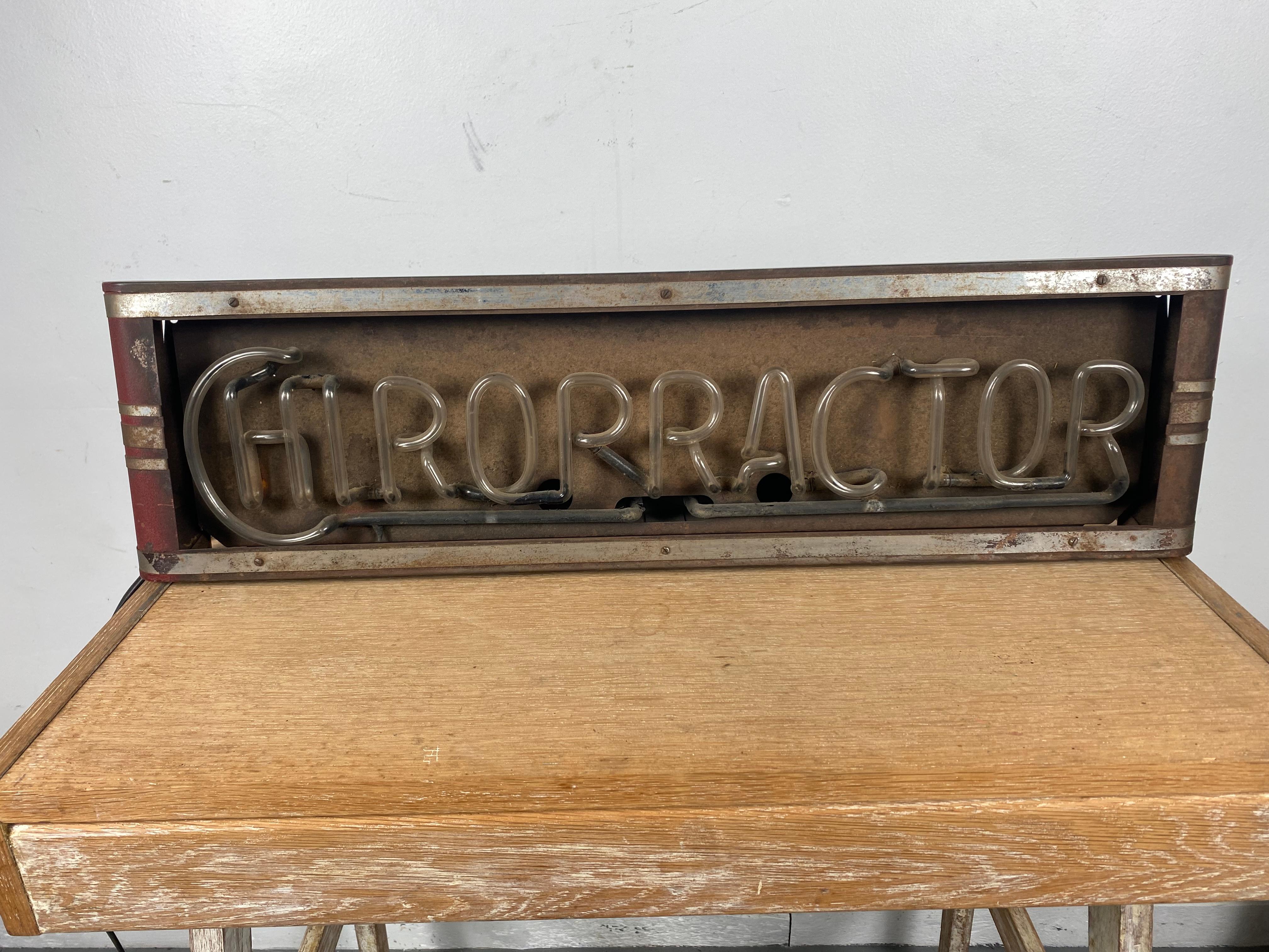 American 1930s Art Deco Chriopractor Neon Can Sign For Sale