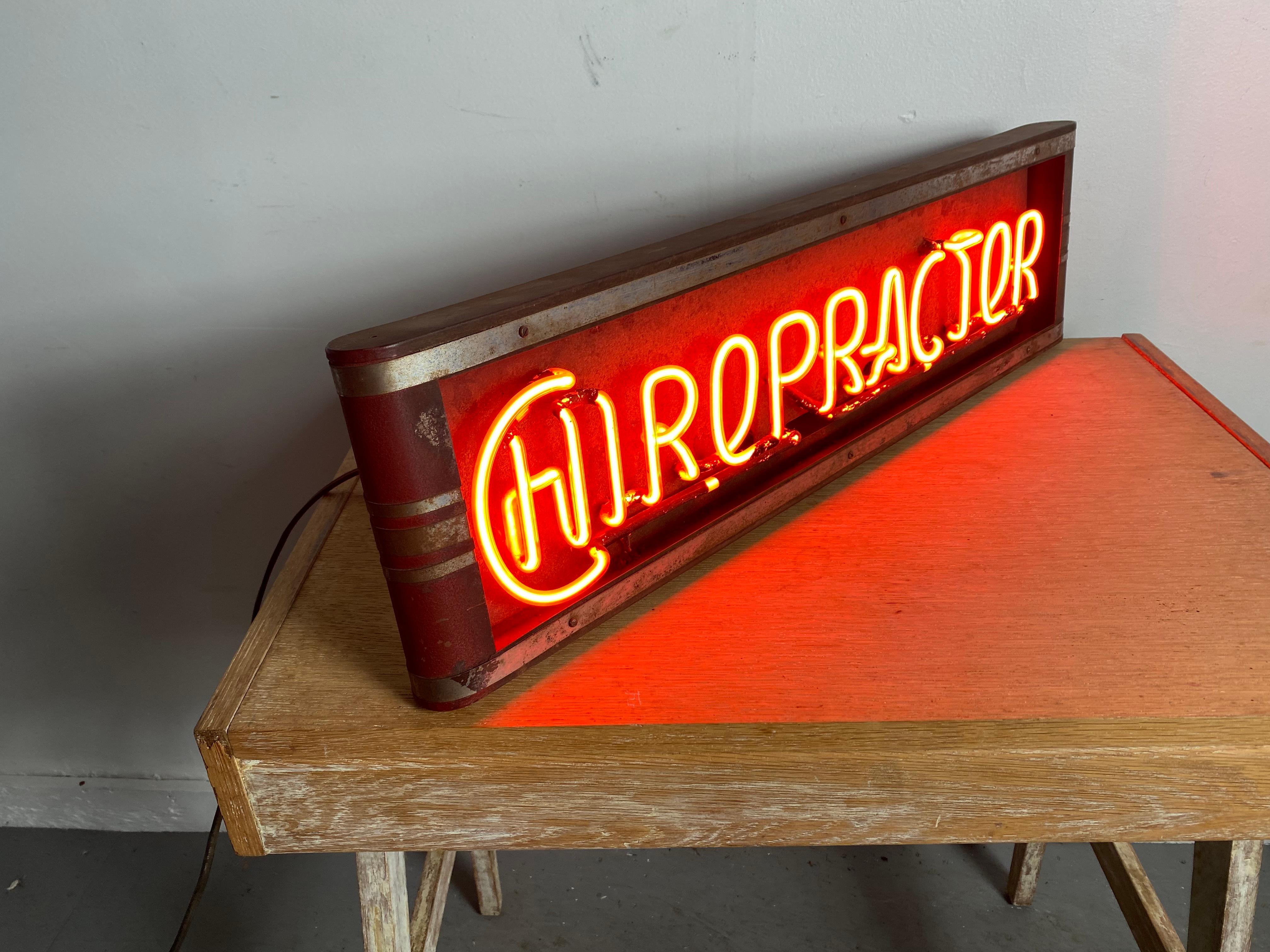 Mid-20th Century 1930s Art Deco Chriopractor Neon Can Sign