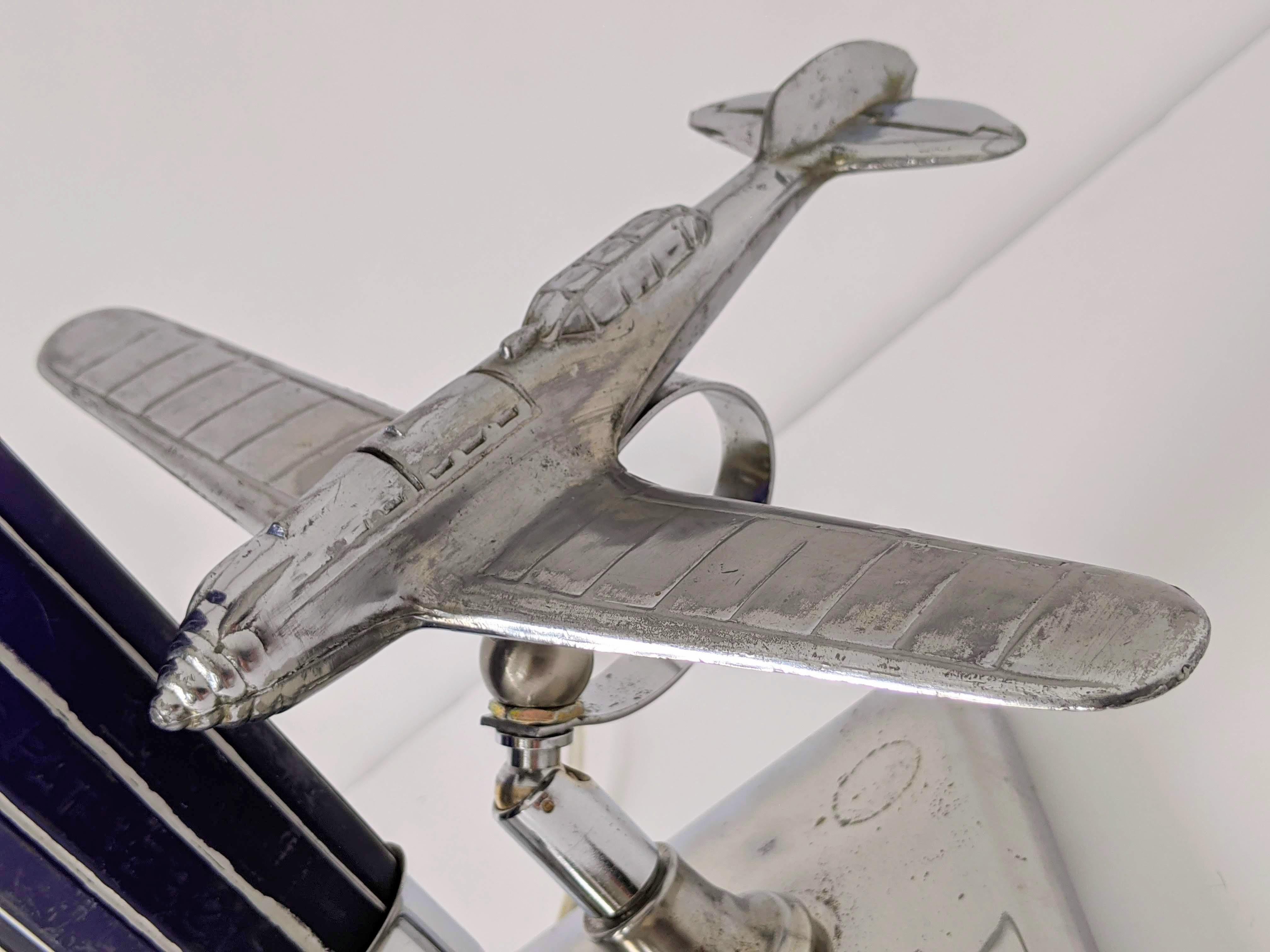 1930s Art Deco Chrome Airplane Table Lamp by Ray A. Schober, USA 4