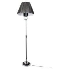 1930's Art Deco Chrome and Black Floor Lamp with String Lampshade