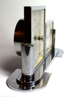 Baromètre et horloge Art Déco chromés des années 1930