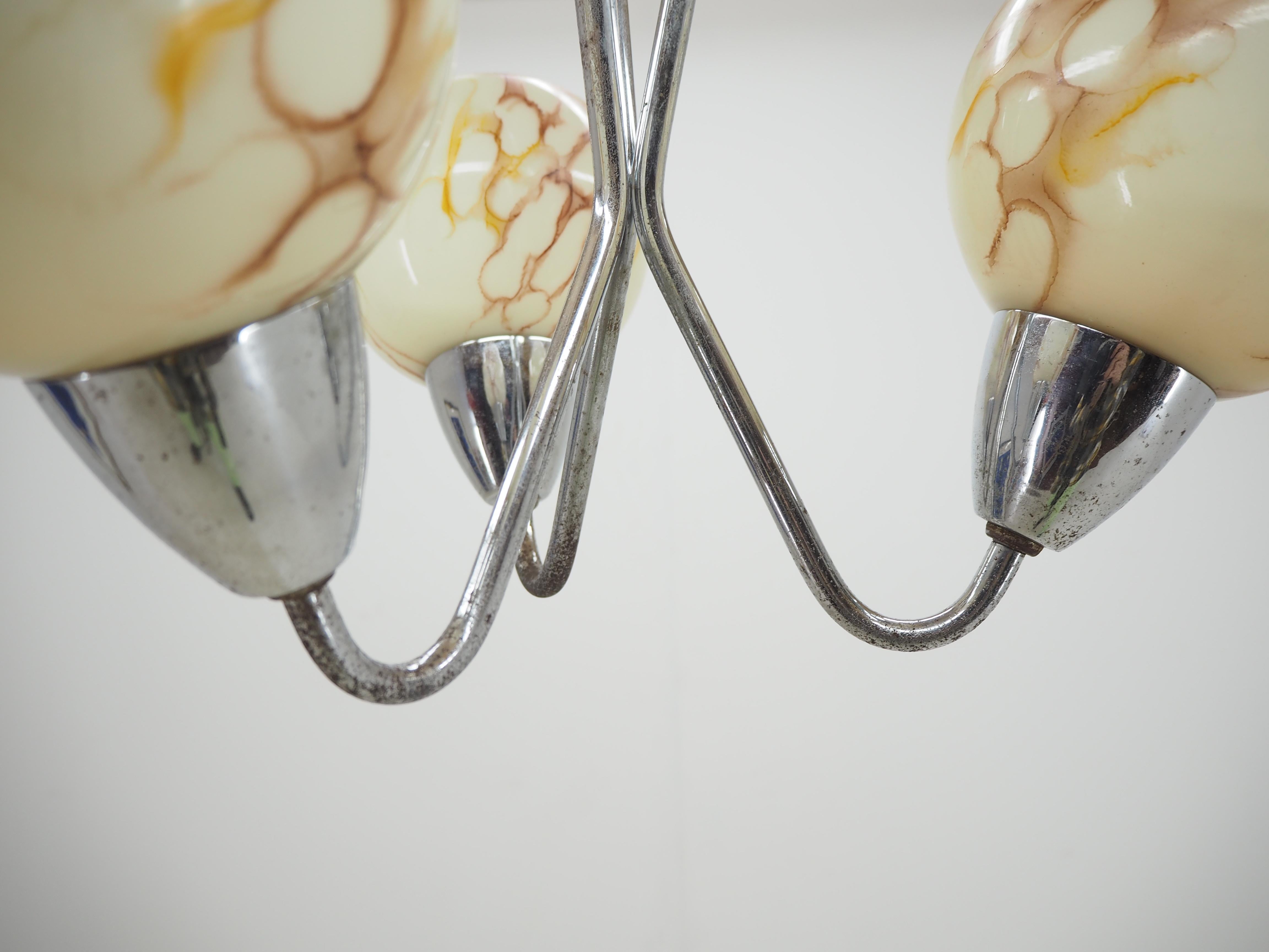 Lampadario Art Deco cromato degli anni '30, Cecoslovacchia in vendita 1