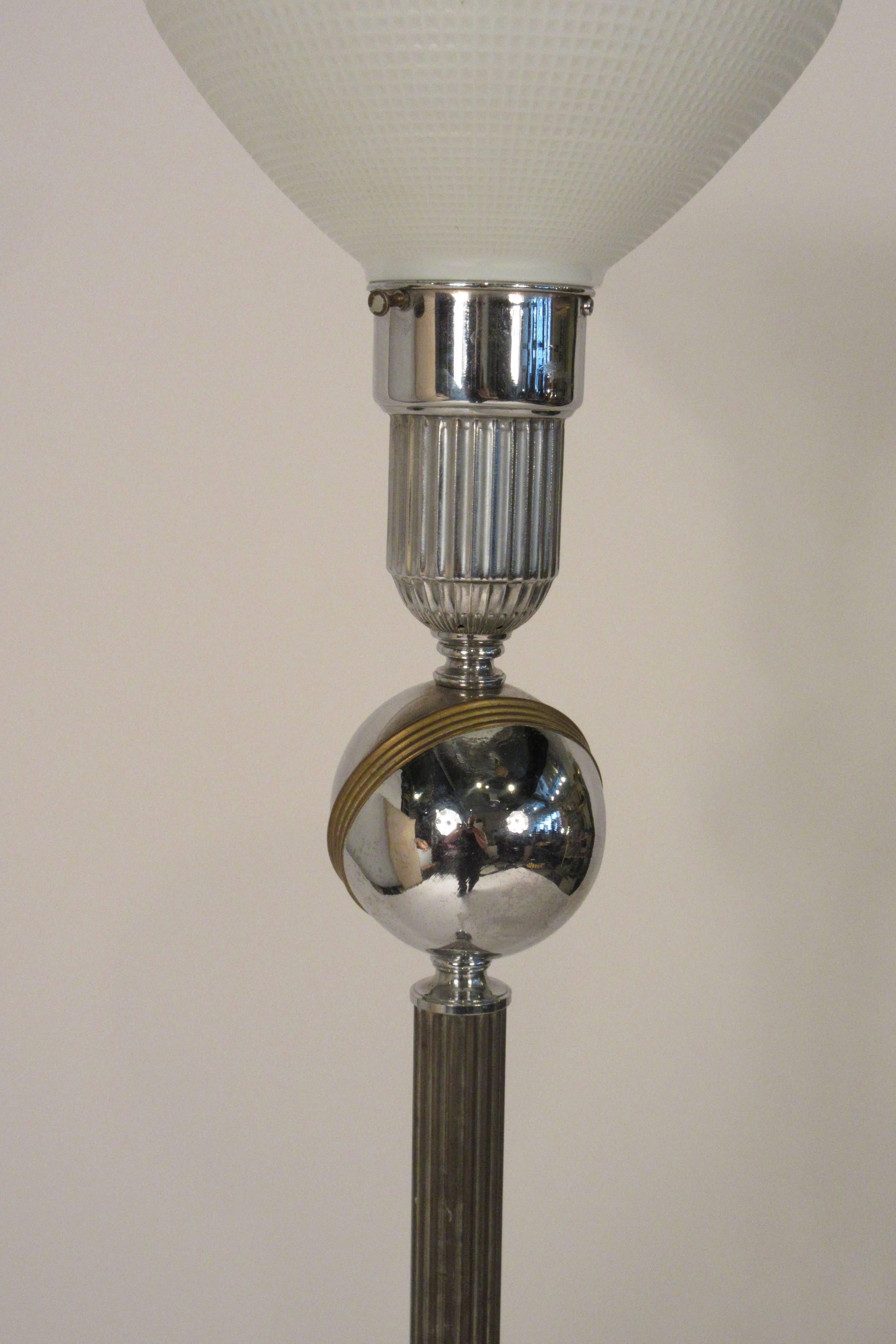 1930s Art Deco Chrome Floor Lamp In Good Condition In Tarrytown, NY