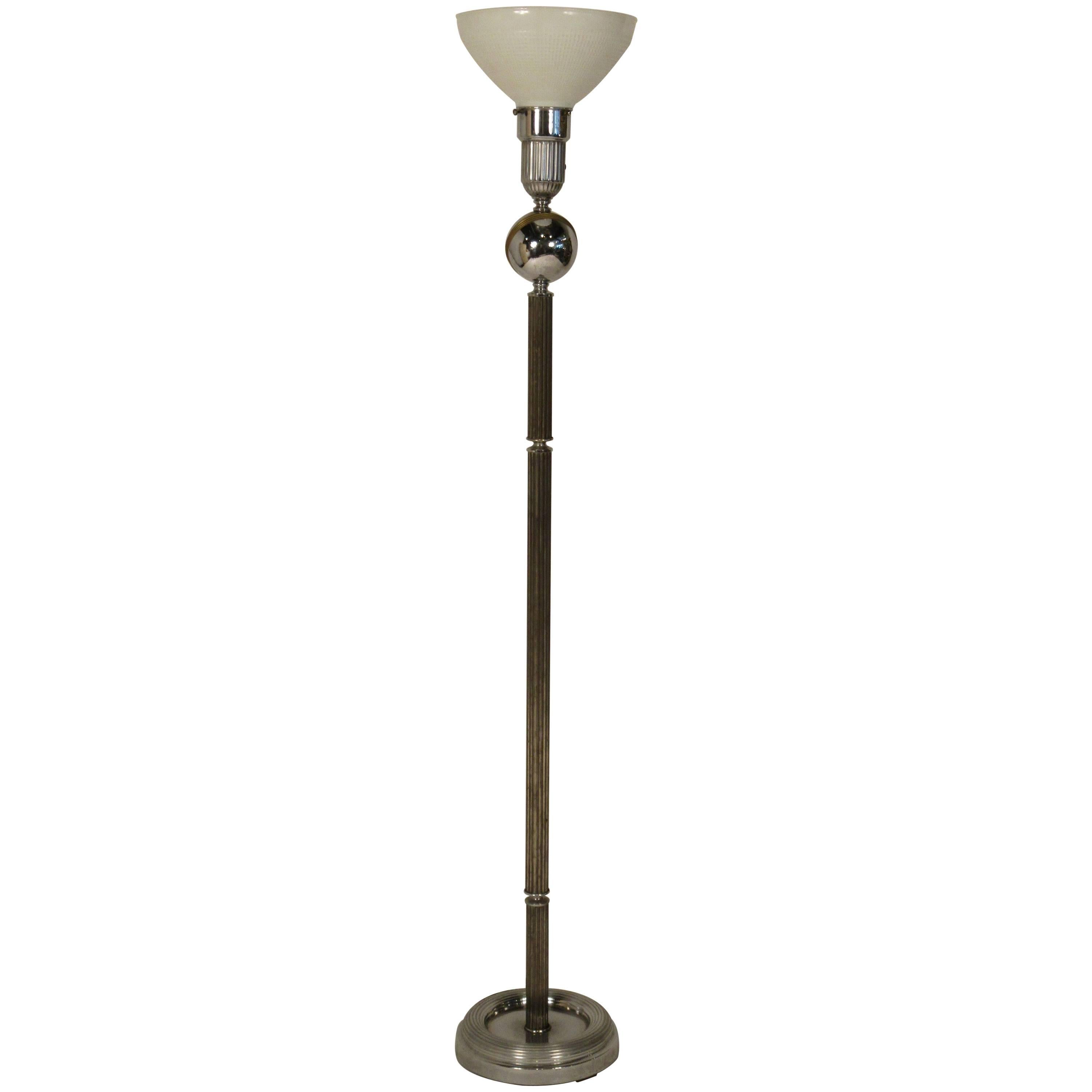 1930s Art Deco Chrome Floor Lamp