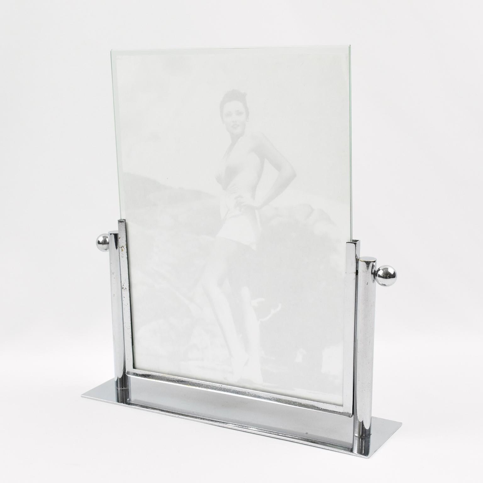French 1930s Art Deco Chrome Picture Frame