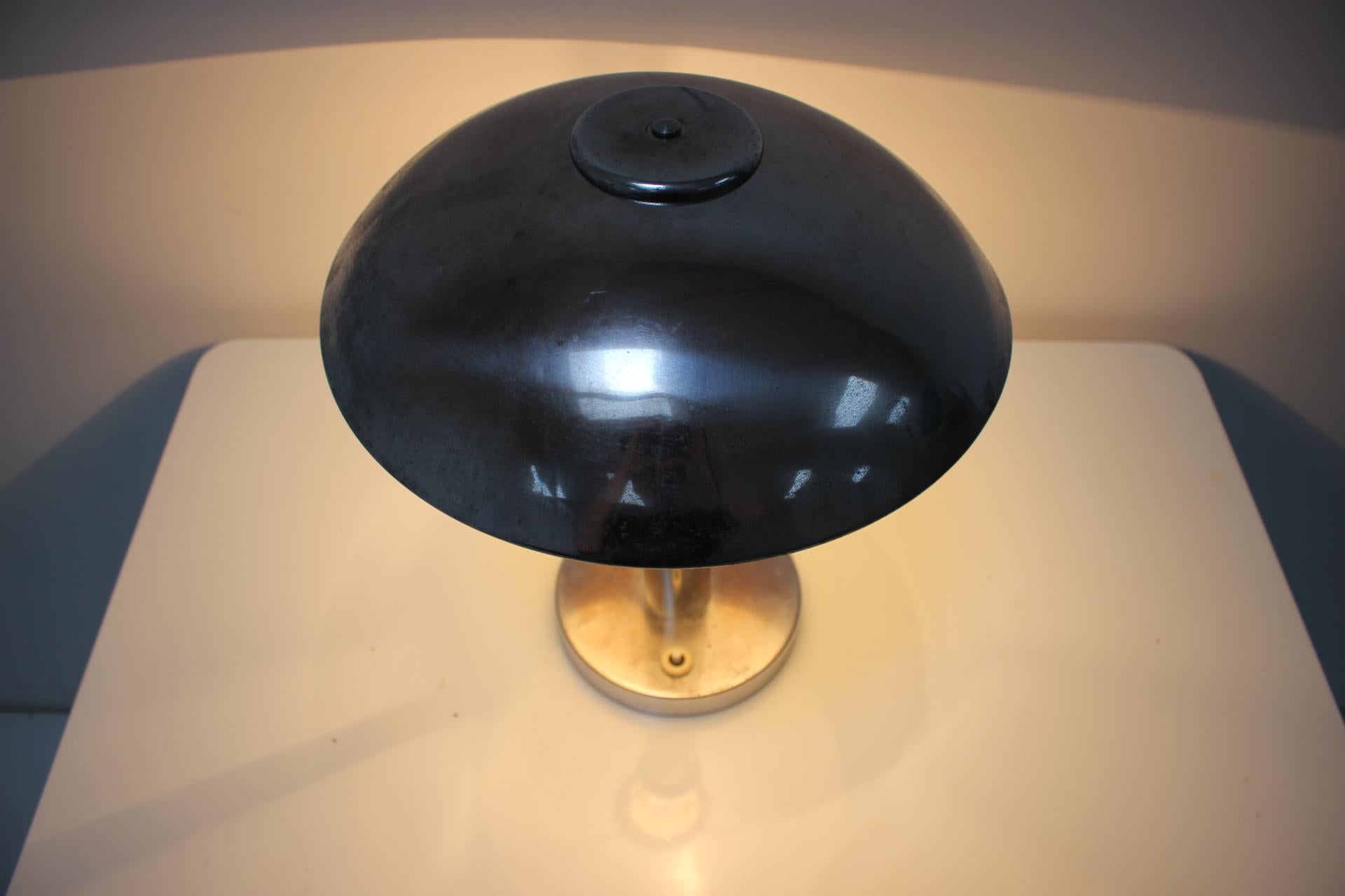 1930s Art Deco Chrome Plated Mushroom Table Lamp, Czechoslovakia For Sale 2