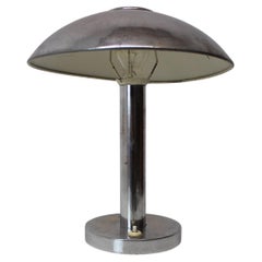1930s Art Deco Chrome Plated Mushroom Table Lamp, Czechoslovakia