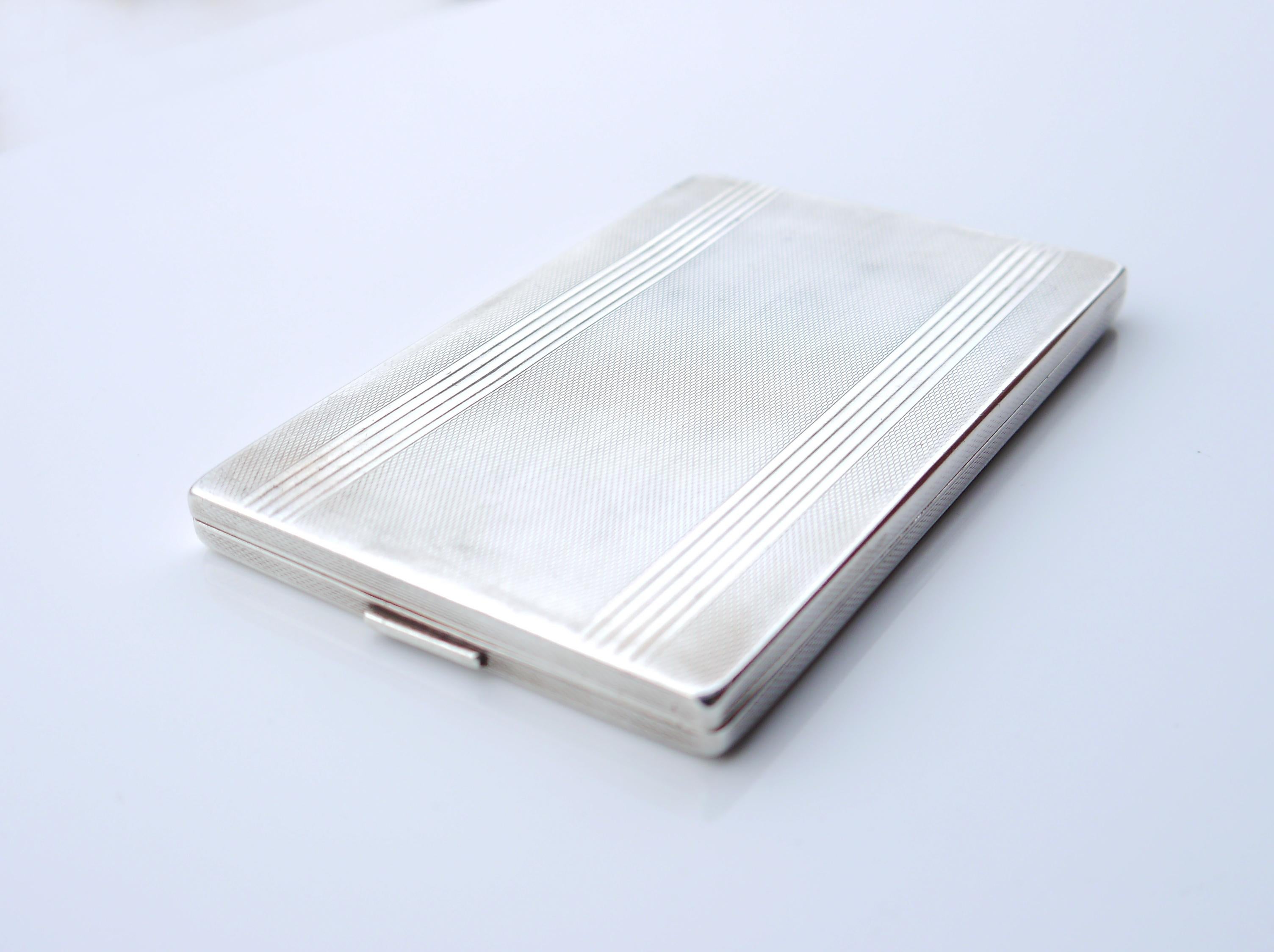 1920er Jahre Art - Deco Zigarettenetui Tabakdose massiv 925 Silber / 187gr (Art déco) im Angebot