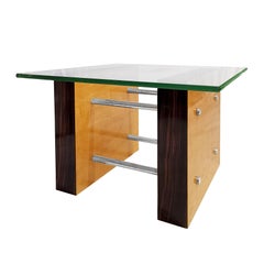 Art Deco Coffee Table in Maple, Macassar, Ebony, Brass and Glass - Italy, 1930s