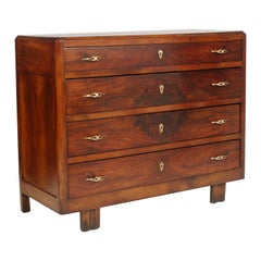 Antique 1930s Art Deco Commode Dresser, Walnut, Burl Walnut Restored and Polished to Wax