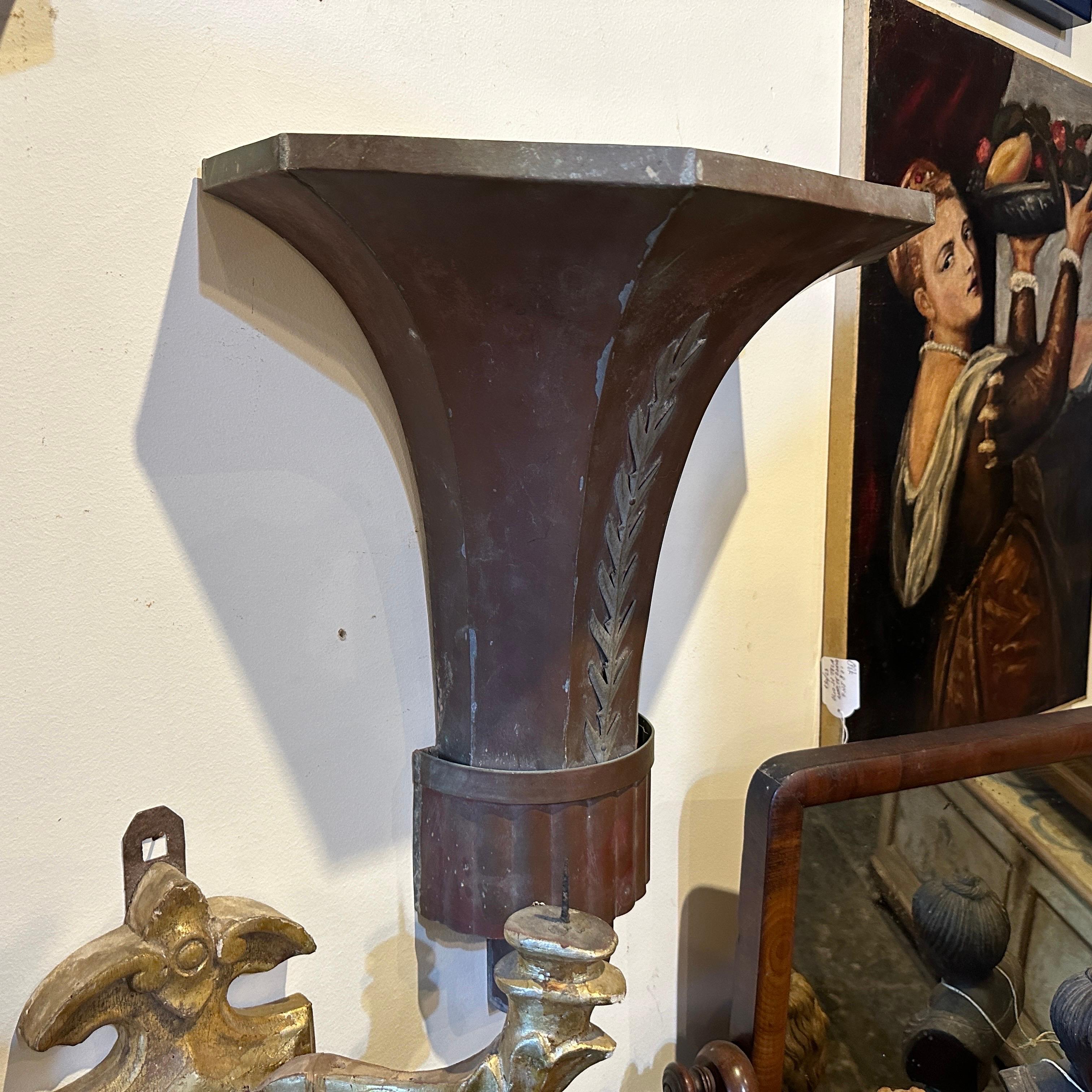 1930s Art Deco Copper Italian Theater Wall Sconces For Sale 8