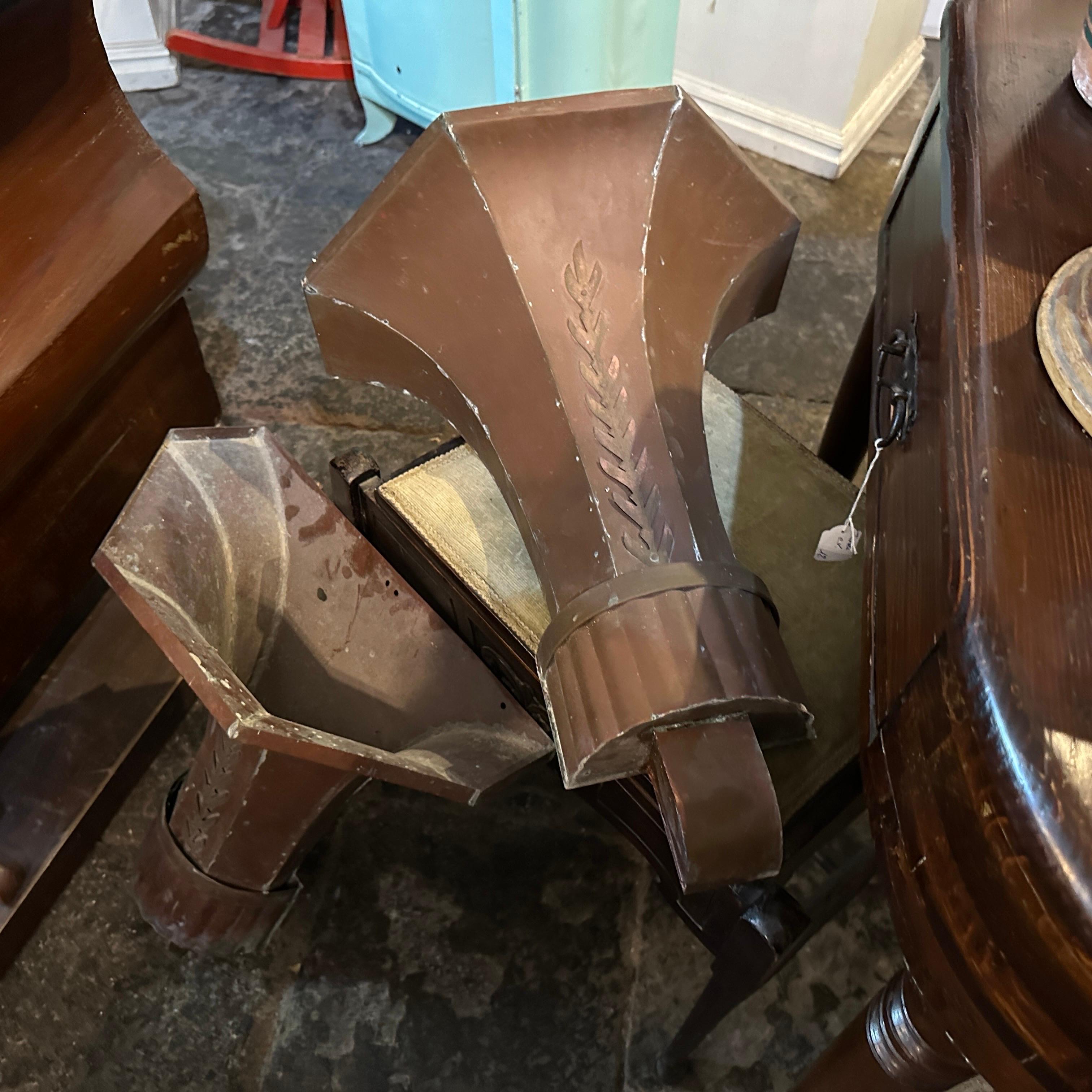 20th Century 1930s Art Deco Copper Italian Theater Wall Sconces For Sale