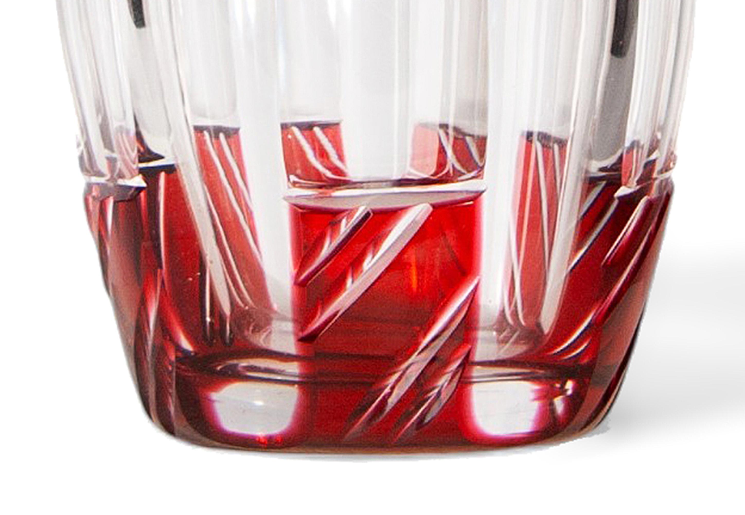 Coctelera y Tapa de Cristal Art Déco de los años 30 en Vidrio Superpuesto Rojo Rubí, Francia en venta 2