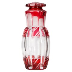 Coctelera y Tapa de Cristal Art Déco de los años 30 en Vidrio Superpuesto Rojo Rubí, Francia