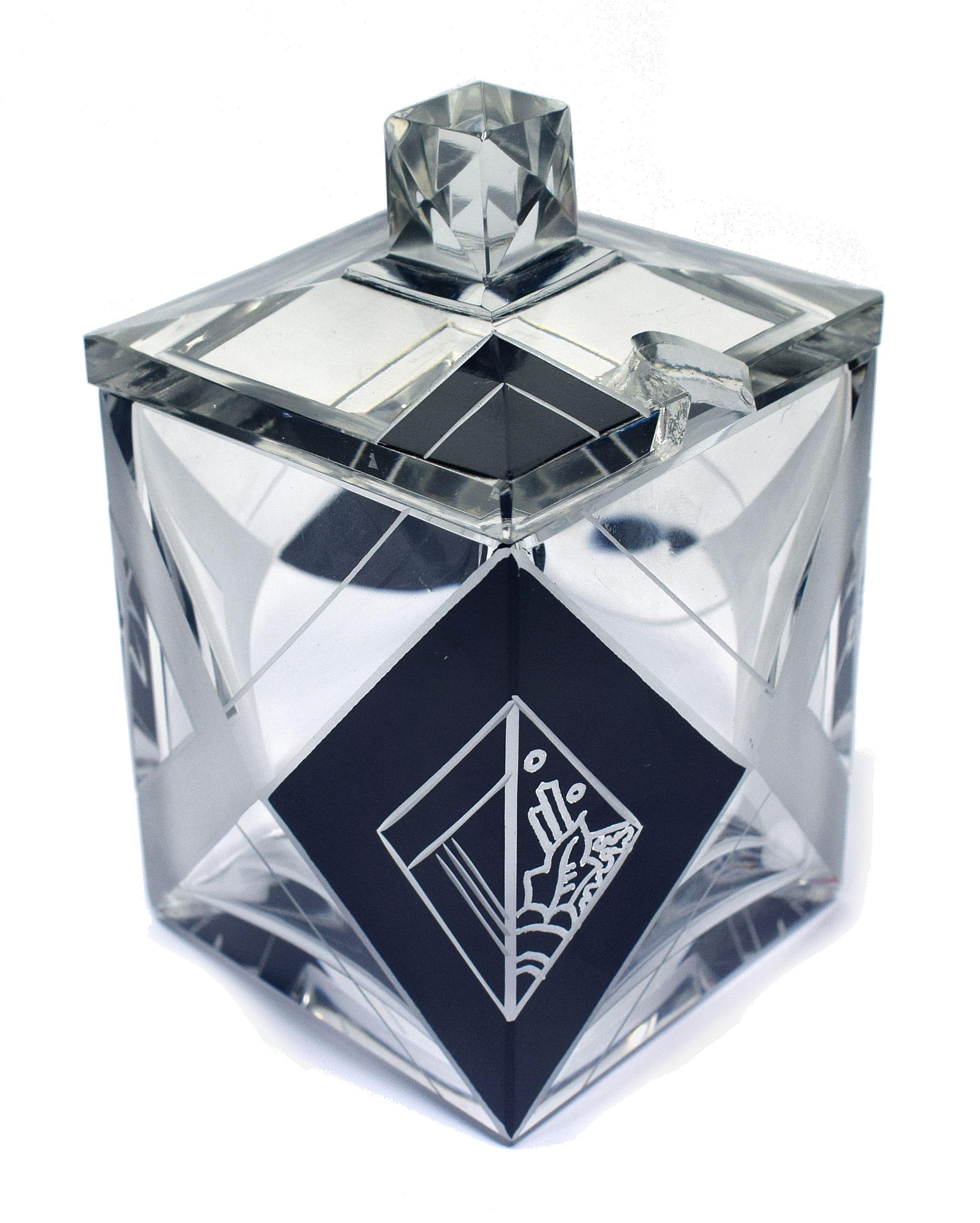 20th Century 1930s Art Deco Crystal Glass Preserve Jar