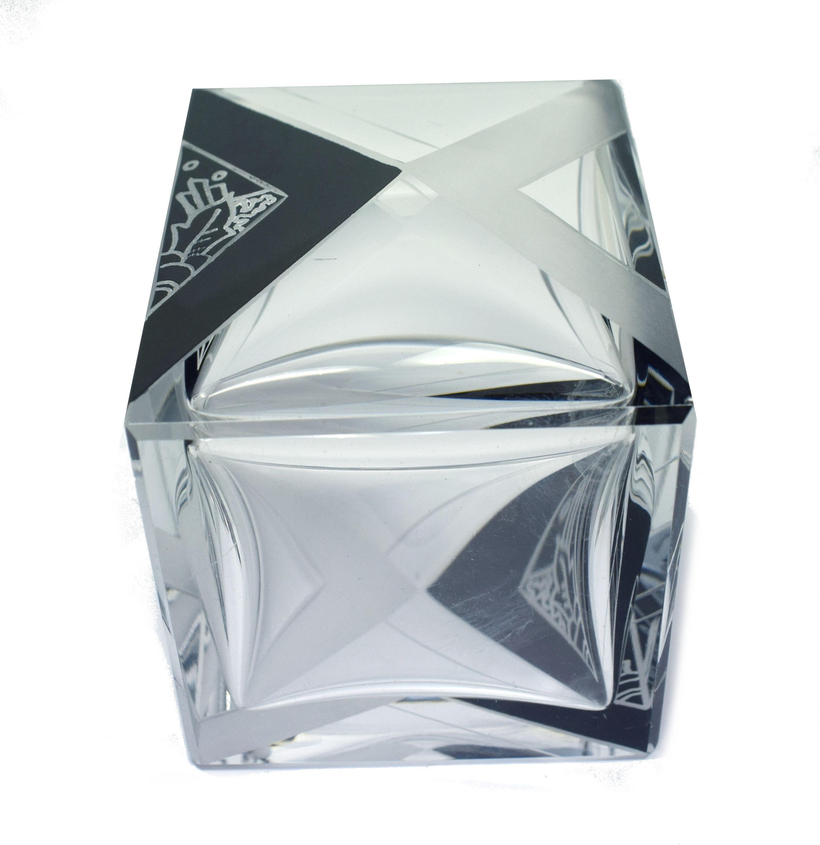 Enamel 1930s Art Deco Crystal Glass Preserve Jar