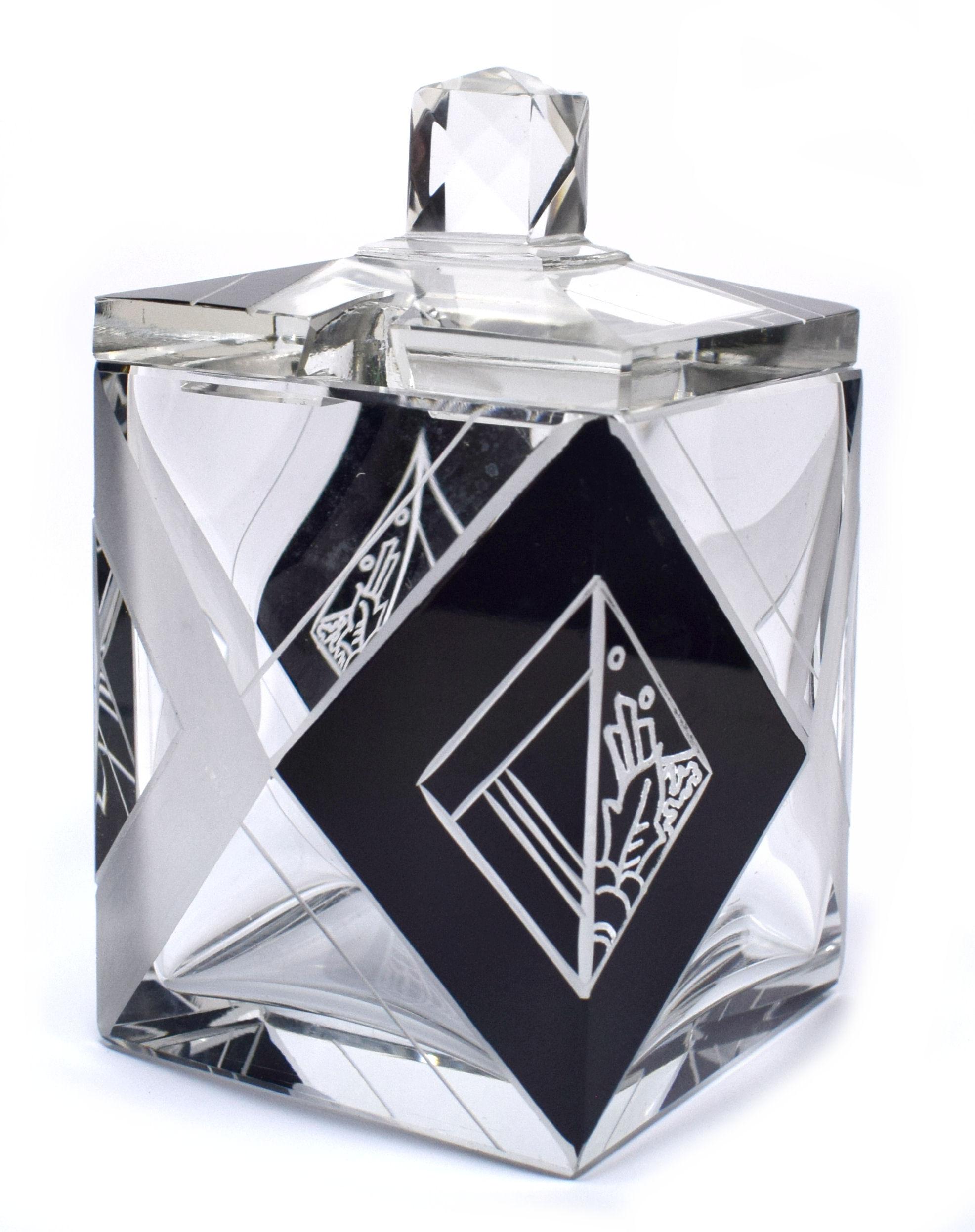 1930s Art Deco Crystal Glass Preserve Jar 1