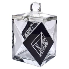 1930s Art Deco Crystal Glass Preserve Jar