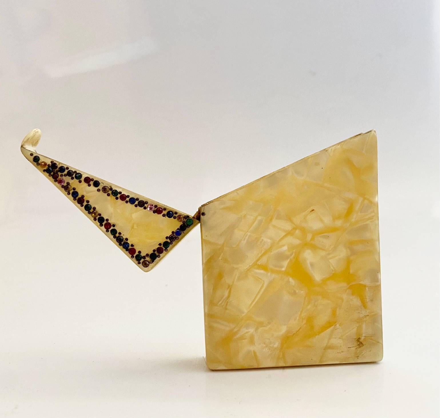 Orange 1930s Art Deco  Crystals Bakelite Jeweled Cigarette Box 