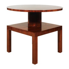 1930s Art Deco Cubist Side Table, Walnut, Marquetry, France