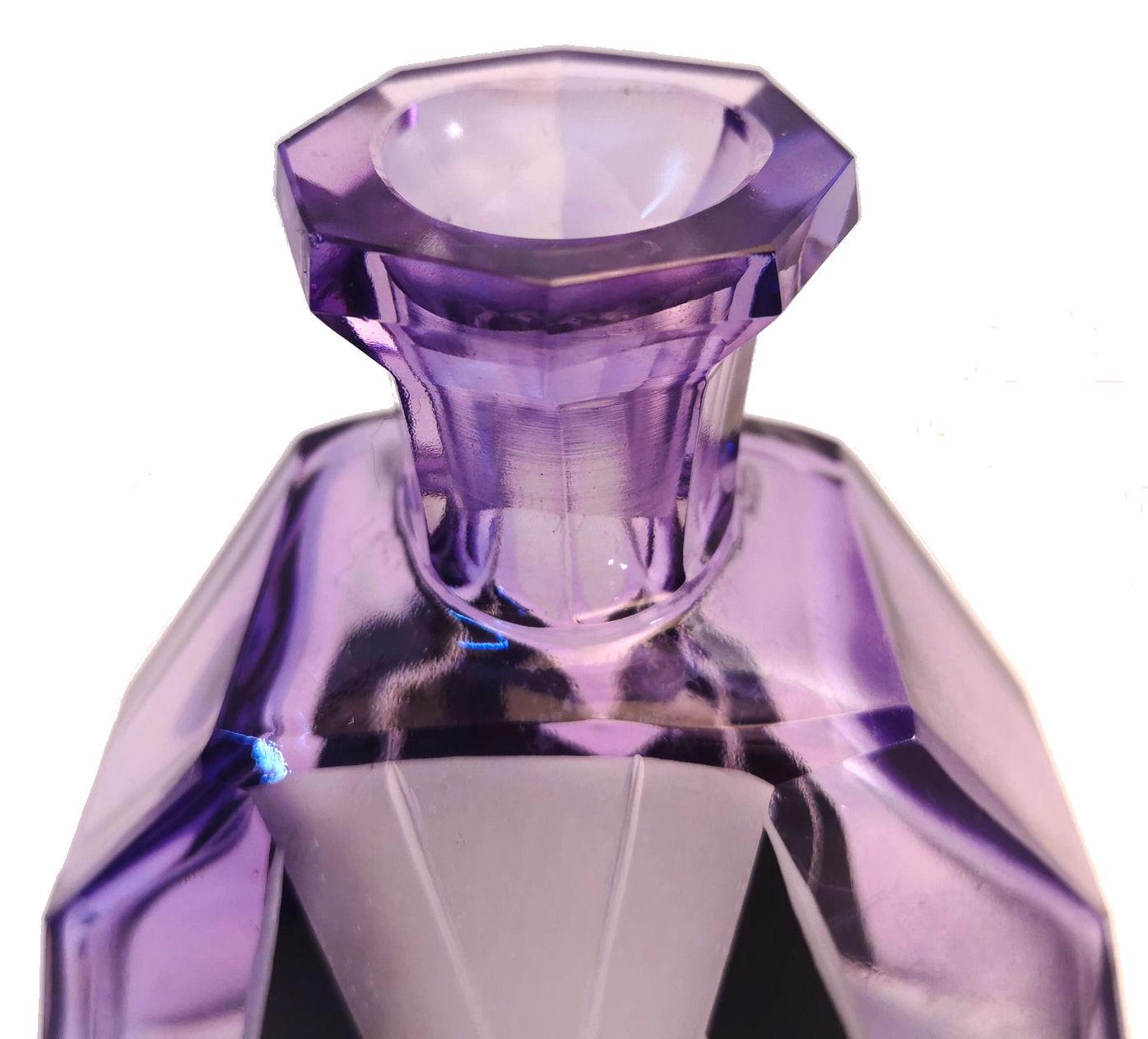 1930s Art Deco Czech Glass Enamel Whisky Decanter Set 1