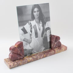 1930s Art Deco Dark Pink Marble Picture Photo Frame