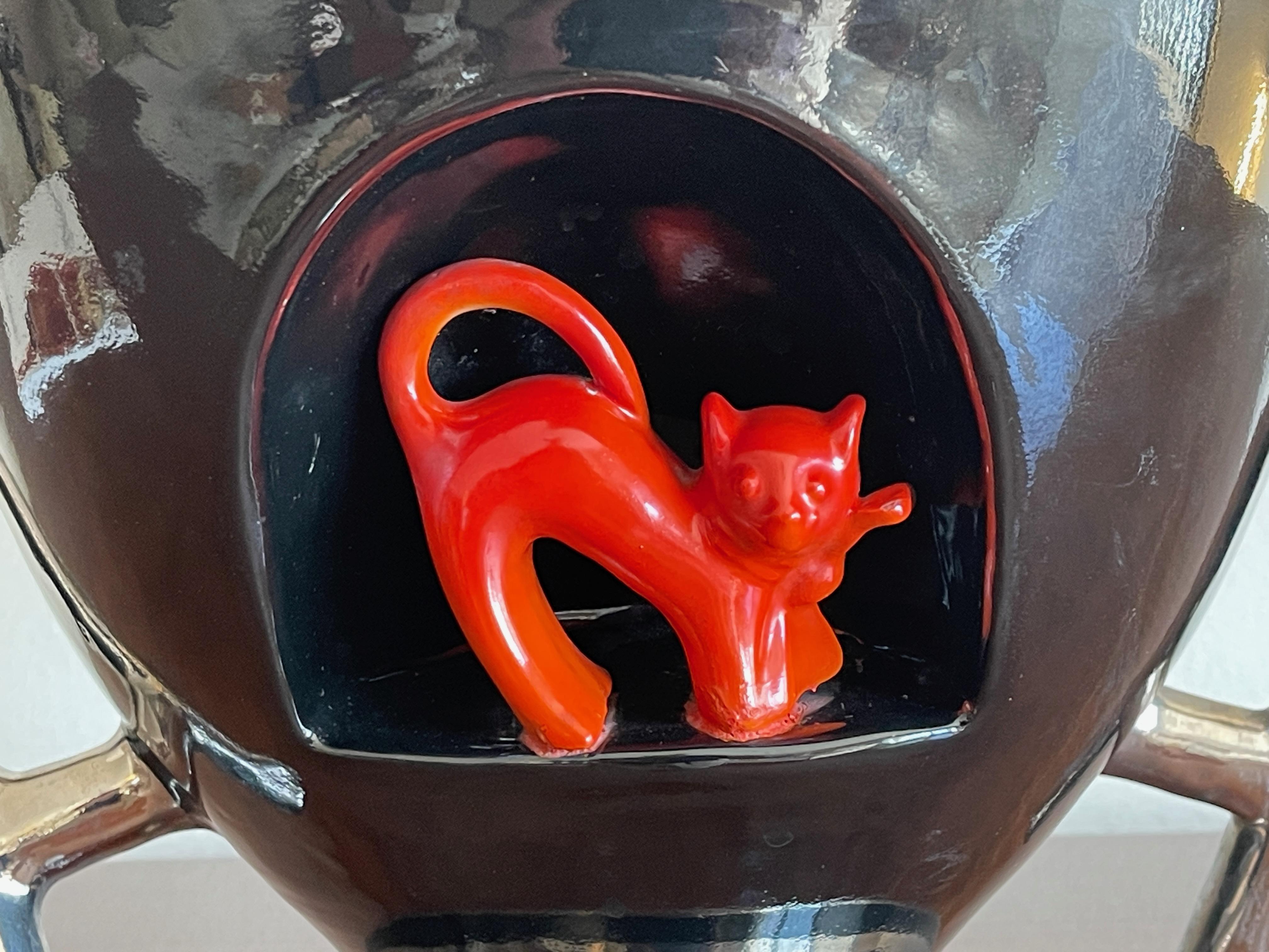 1930's Art Deco CIMA Deruta Urn with Fox by Ezio Cocchioni, documented For Sale 6
