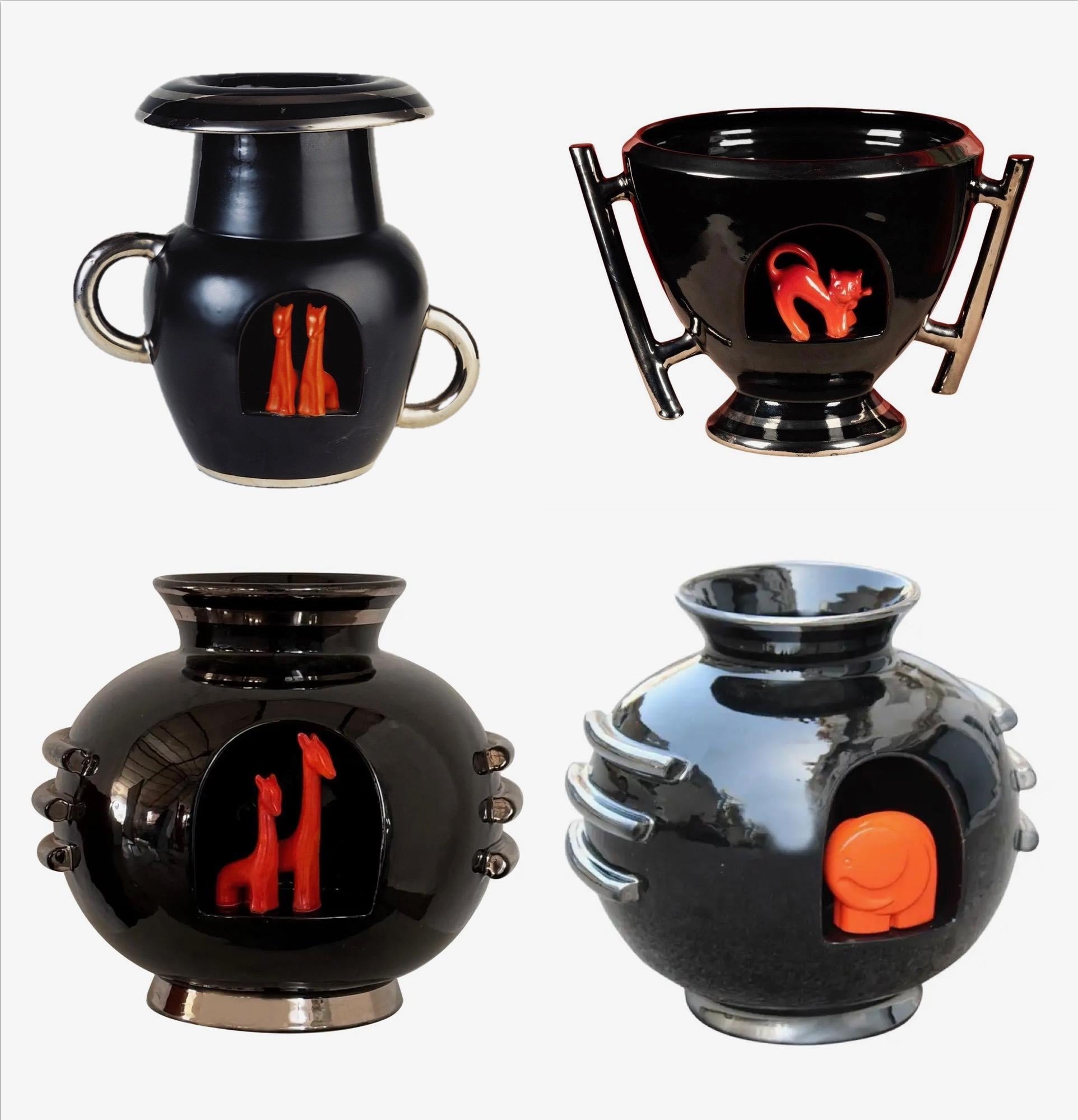 1930's Art Deco CIMA Deruta Urn with Fox by Ezio Cocchioni, documented For Sale 8