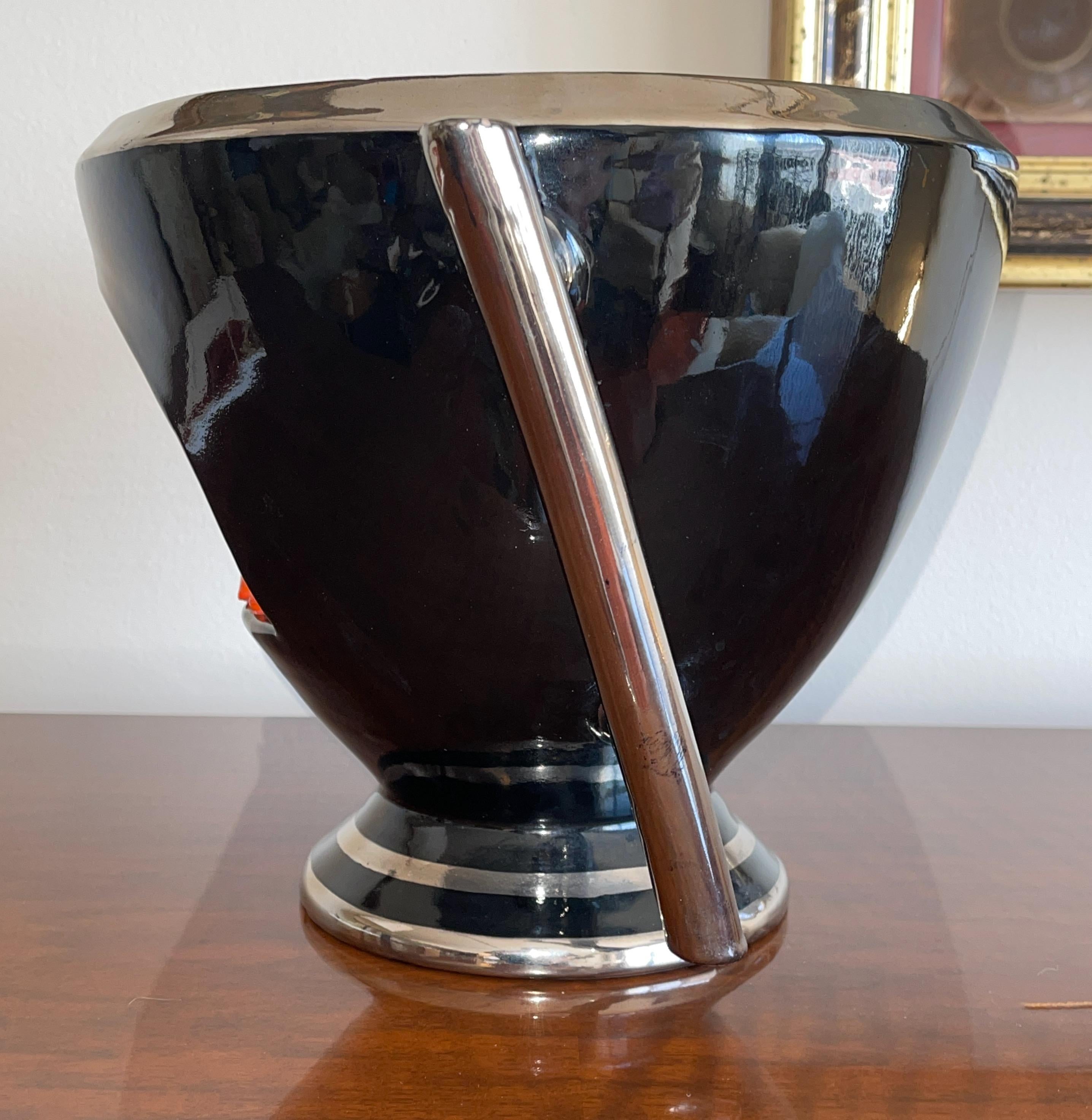 1930's Art Deco CIMA Deruta Urn with Fox by Ezio Cocchioni, documented For Sale 2