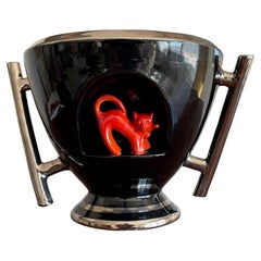 1930's Art Deco Deruta Urne mit Fuchs