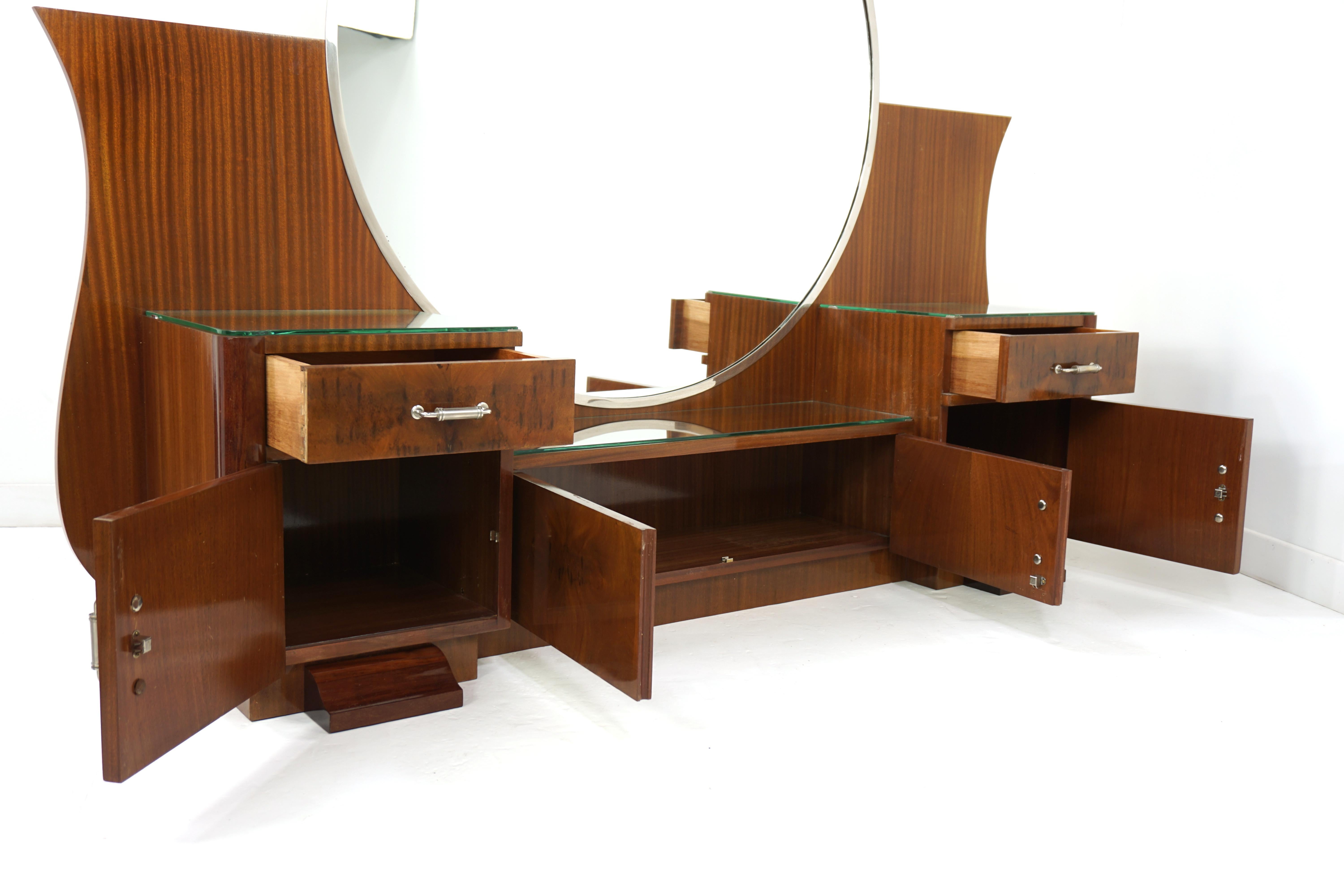 Specchio Tavolino da toilette grande di design Art Deco degli anni '30
