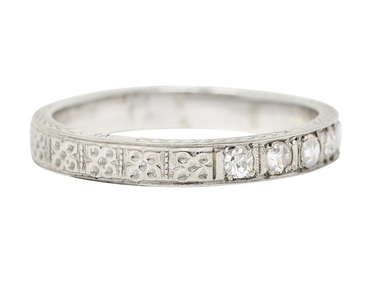 1930s Art Deco Diamond 18 Karat White Gold Wheat i Love You Vintage