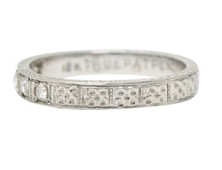 1930s Art Deco Diamond 18 Karat White Gold Wheat i Love You Vintage