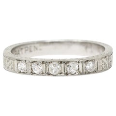 1930er Jahre Art Deco Diamant 18 Karat Weißgold Weizen I Love You Vintage Band-Ring